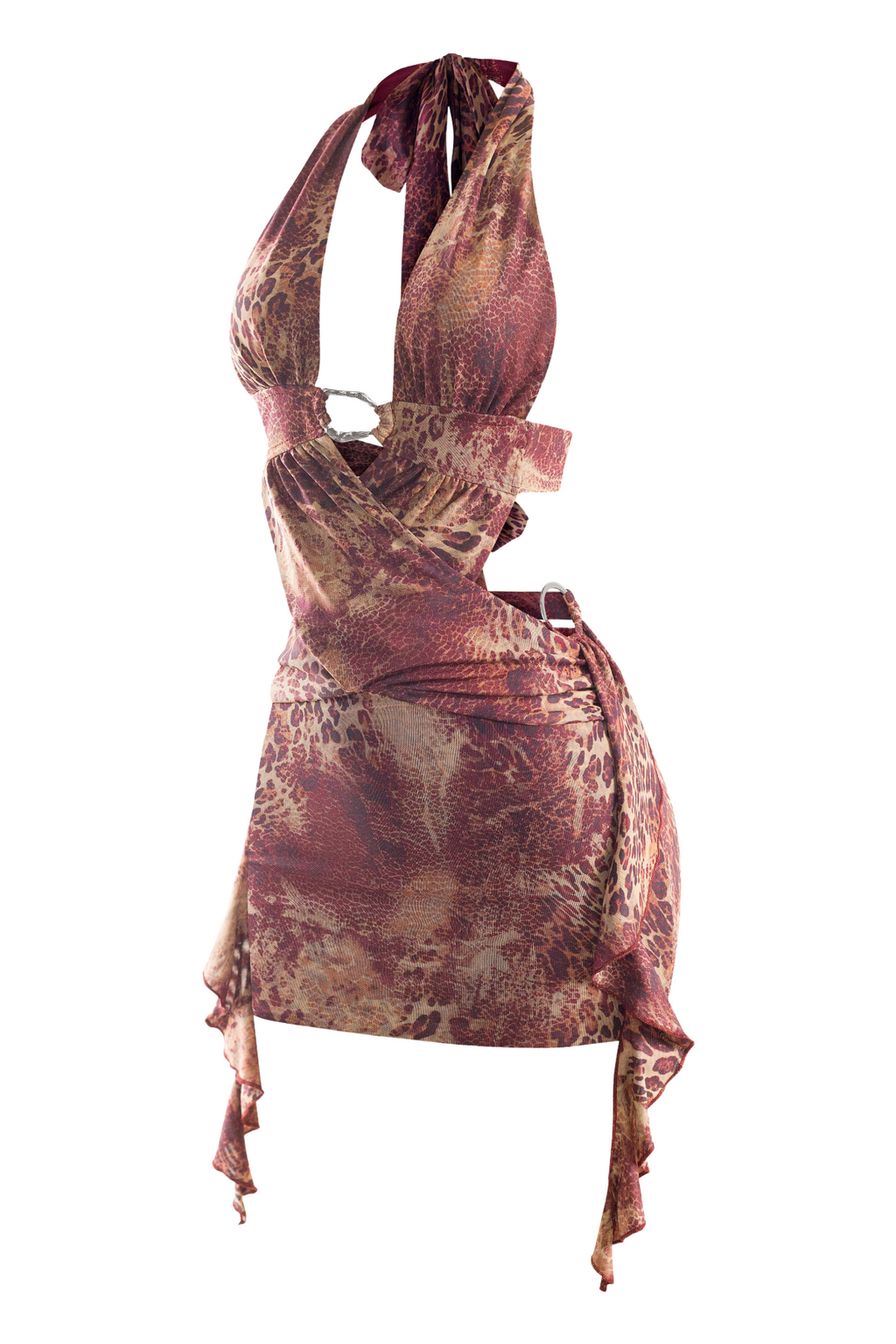 Vixen Halter Dress (Burgundy Multi)