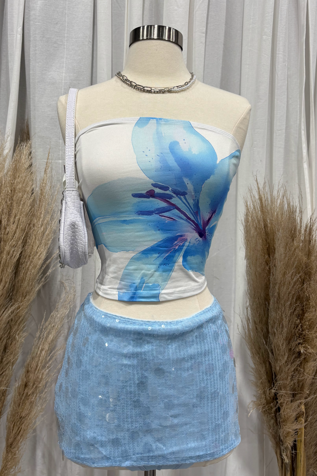 Alana Sparkle Mini Skirt (Baby Blue)
