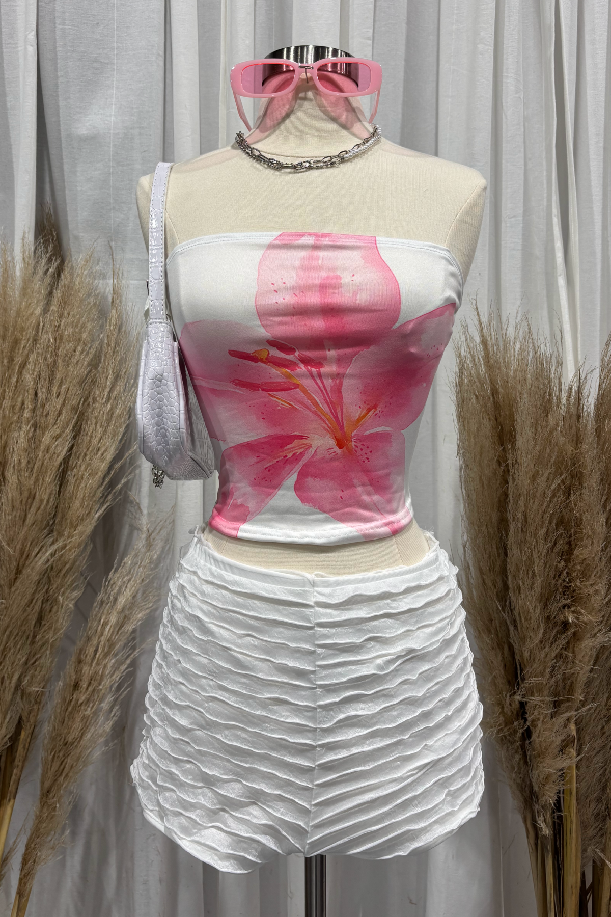Aloha Tube Top (Pink/White)
