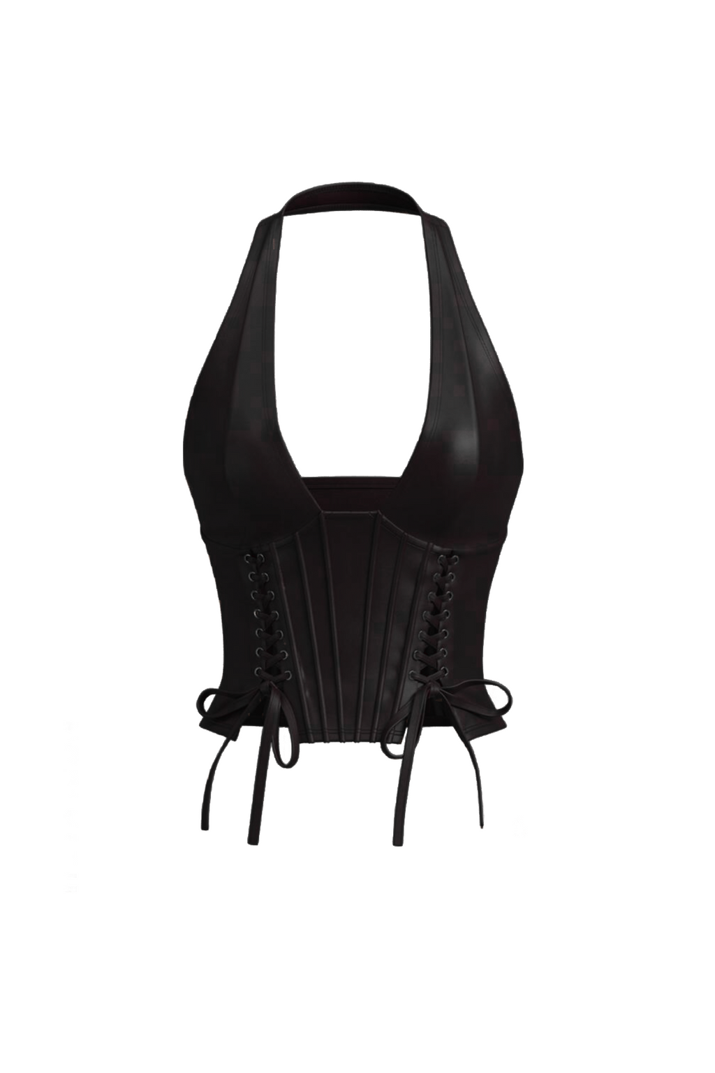 Vague Leather Halter Top (Black)