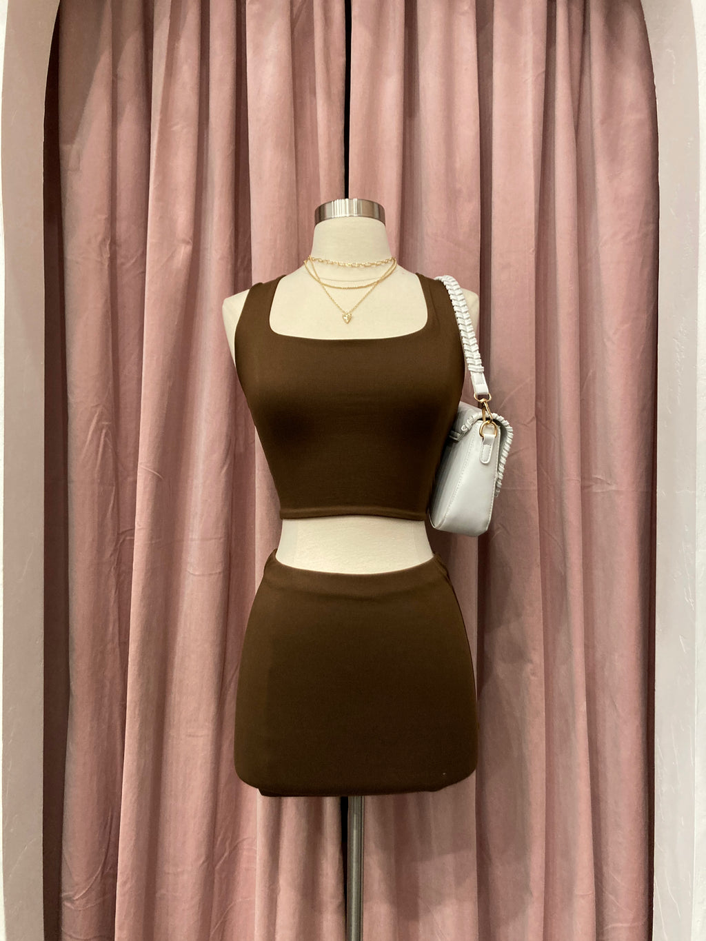 Miko Micro Mini Skirt (Chocolate Brown)