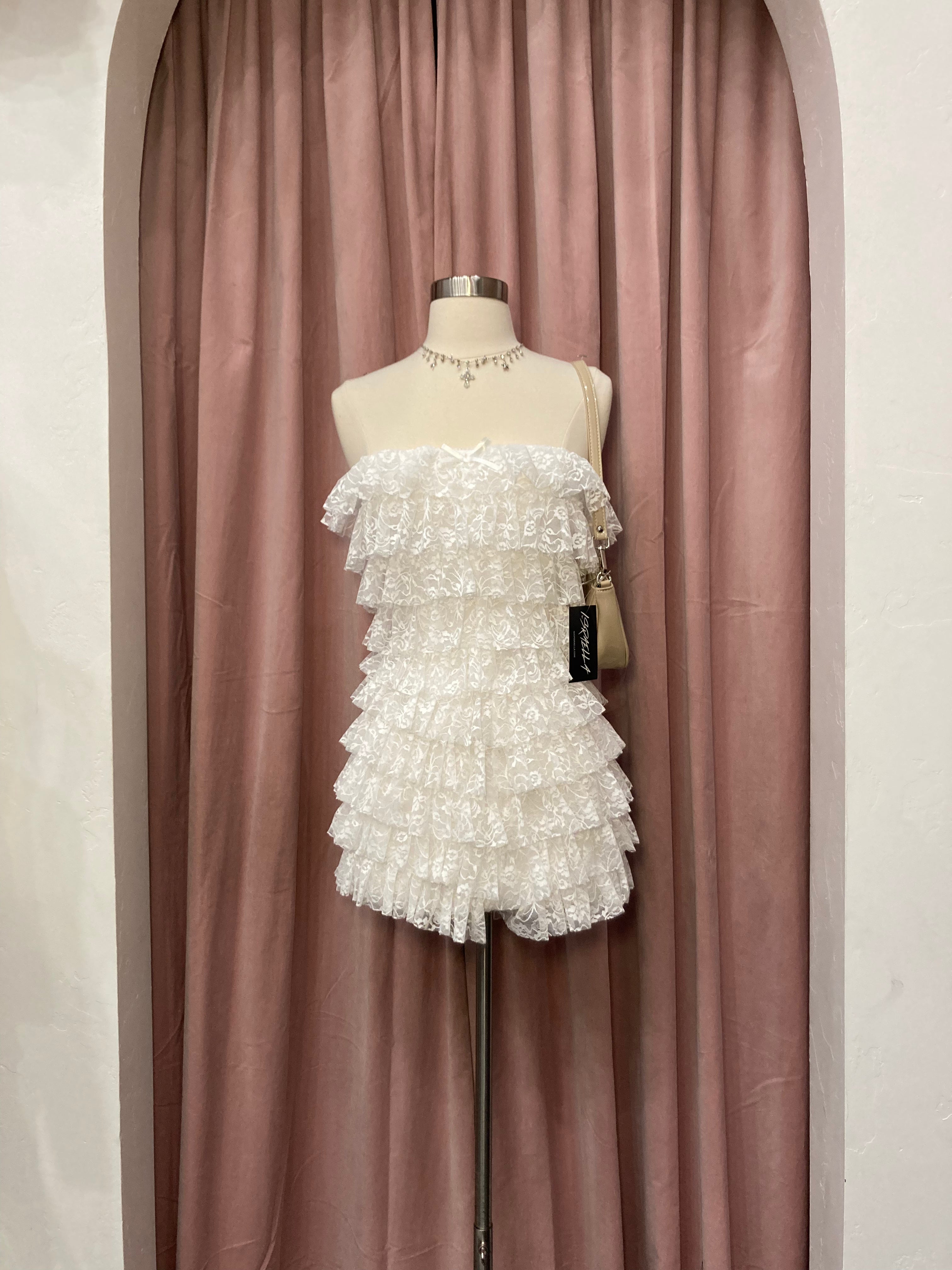 Anaya Lace Tube Romper (White)