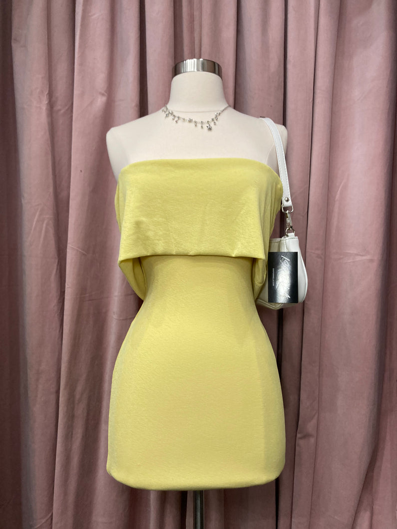 Adele Off Shoulder Mini Dress (Yellow)