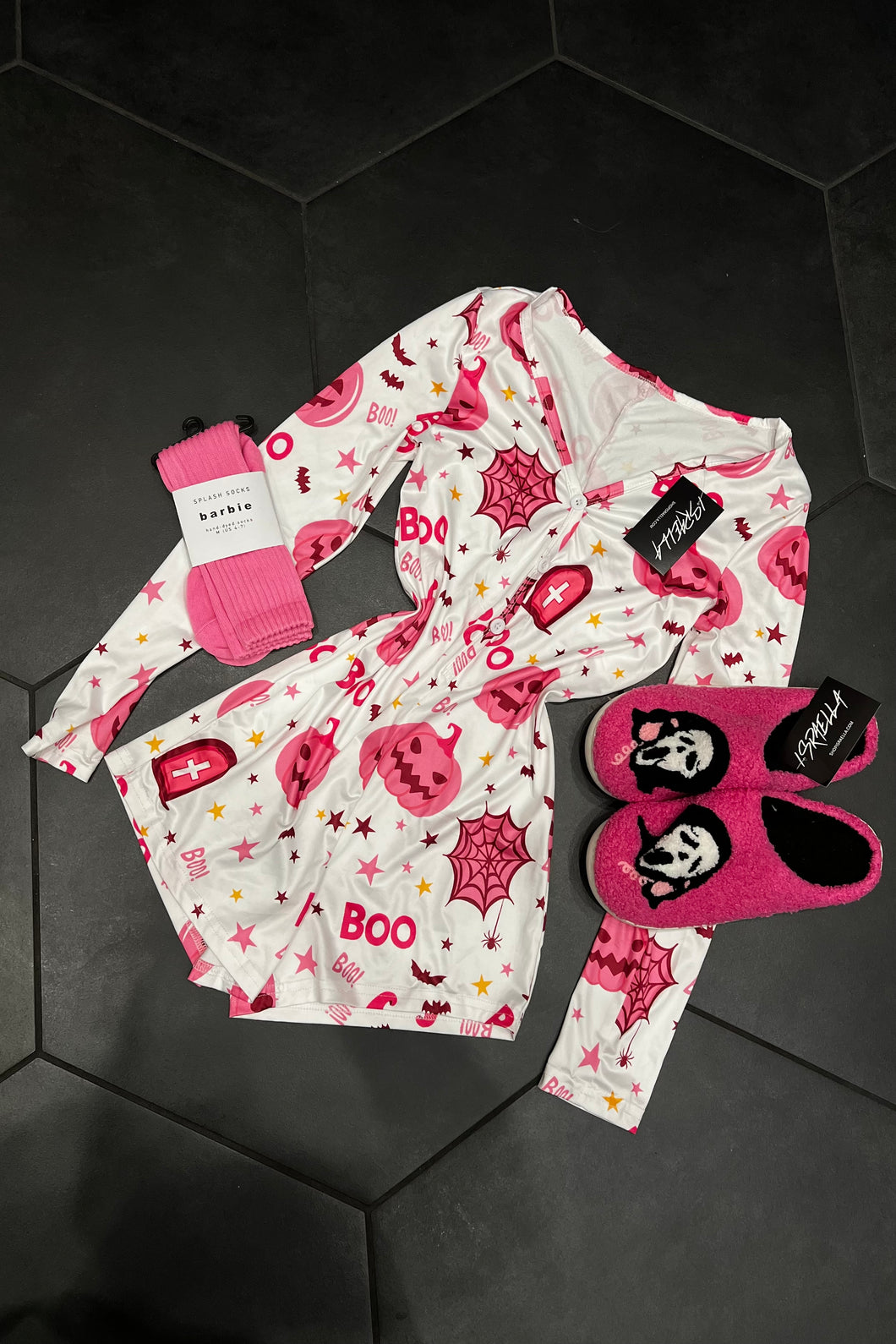 Boo! Halloween Romper (White/Pink)