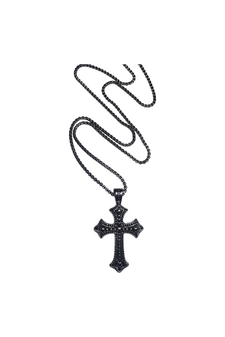 Box Chain Cross Necklace (Silver)