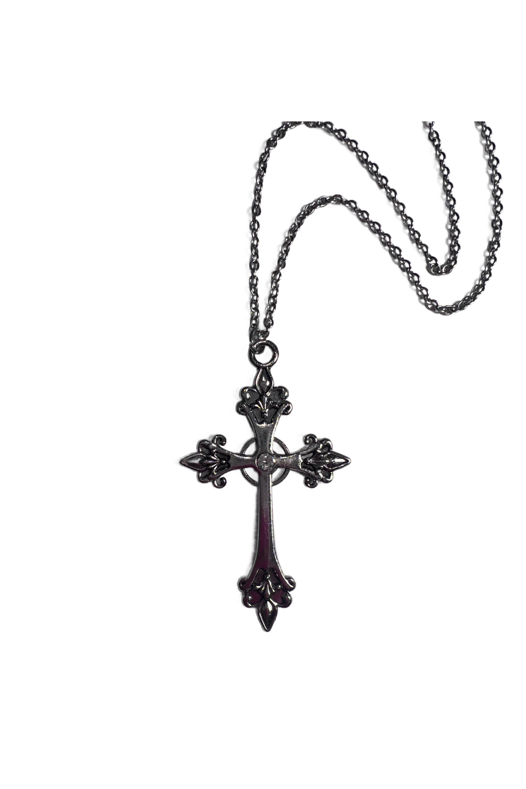 Cable Chain Cross Necklace (Silver)