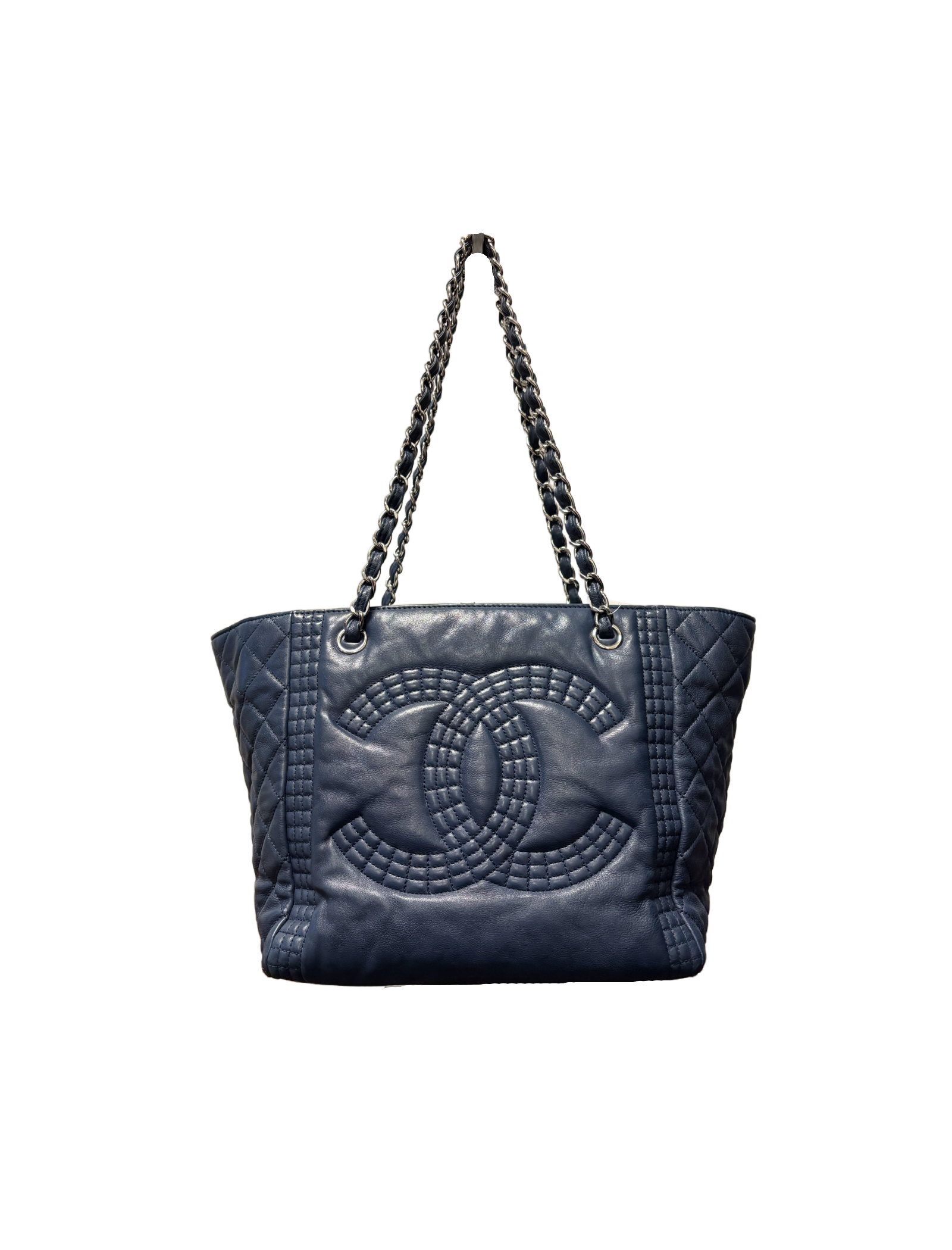 Chanel Camon Ligne Tote (Navy Blue)