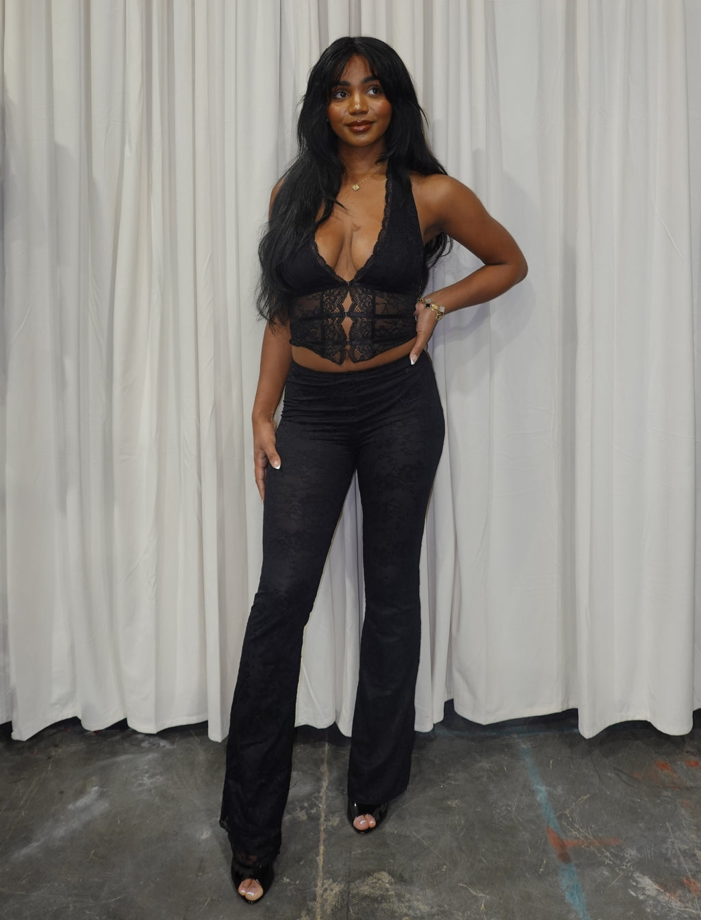 Mylah Lace  Pants Set (Black)