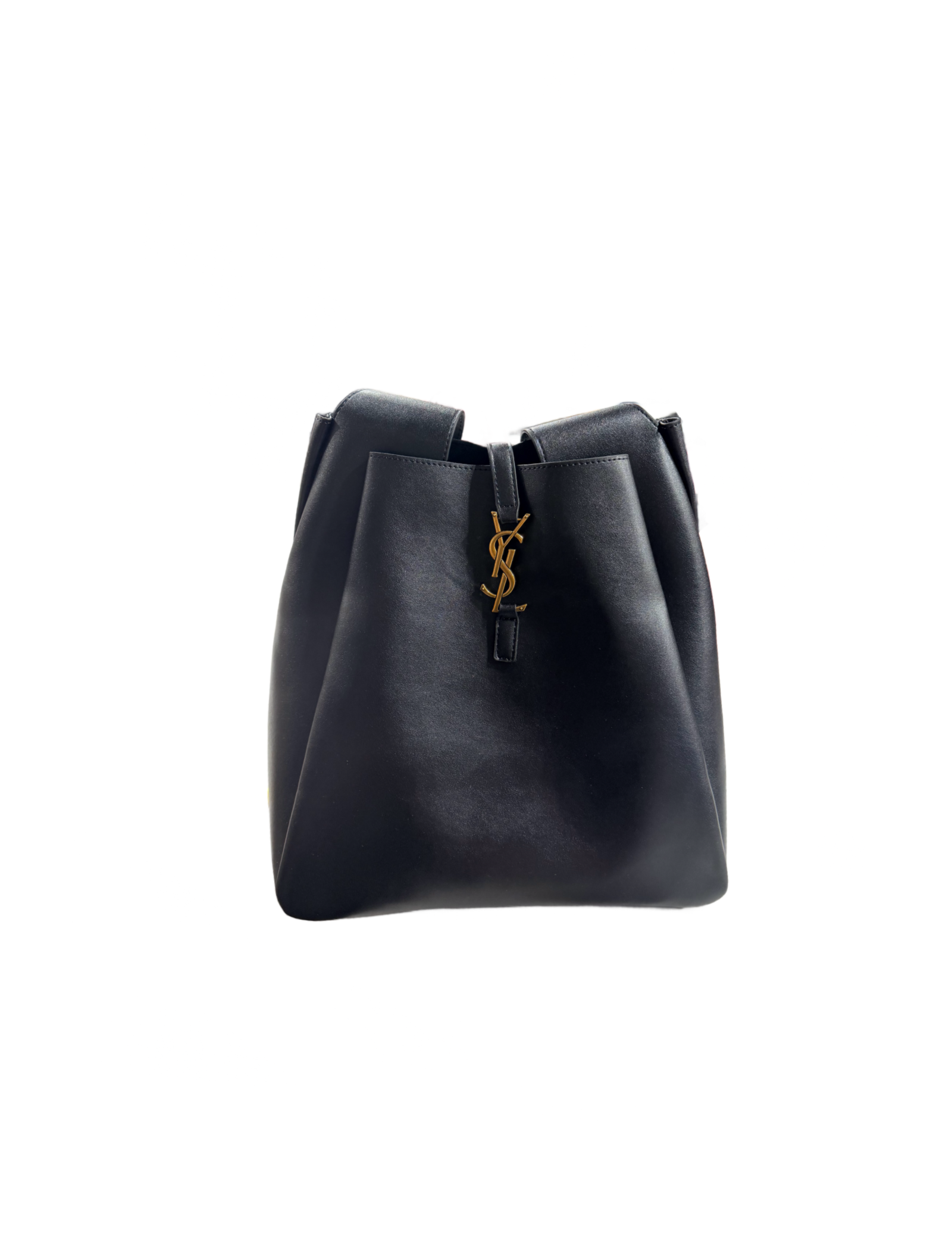 Yeves Leather Bucket Bag (Black)