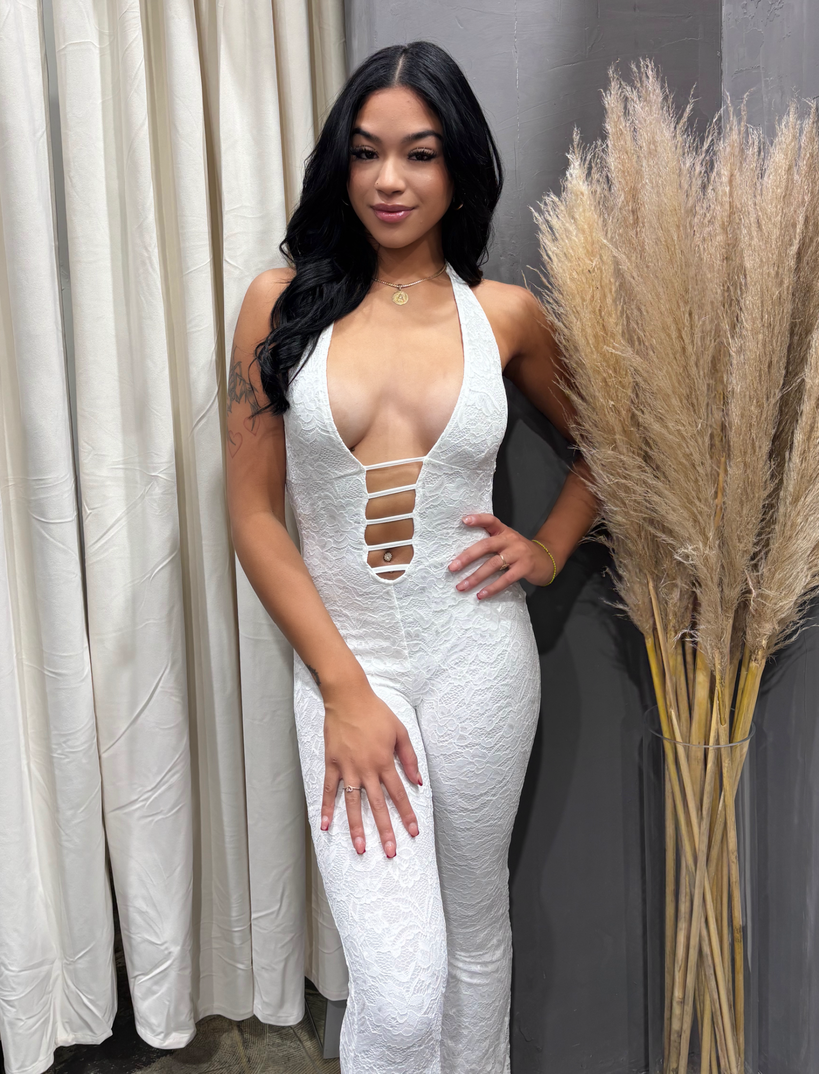 Saint Halter Lace Jumpsuit (White)