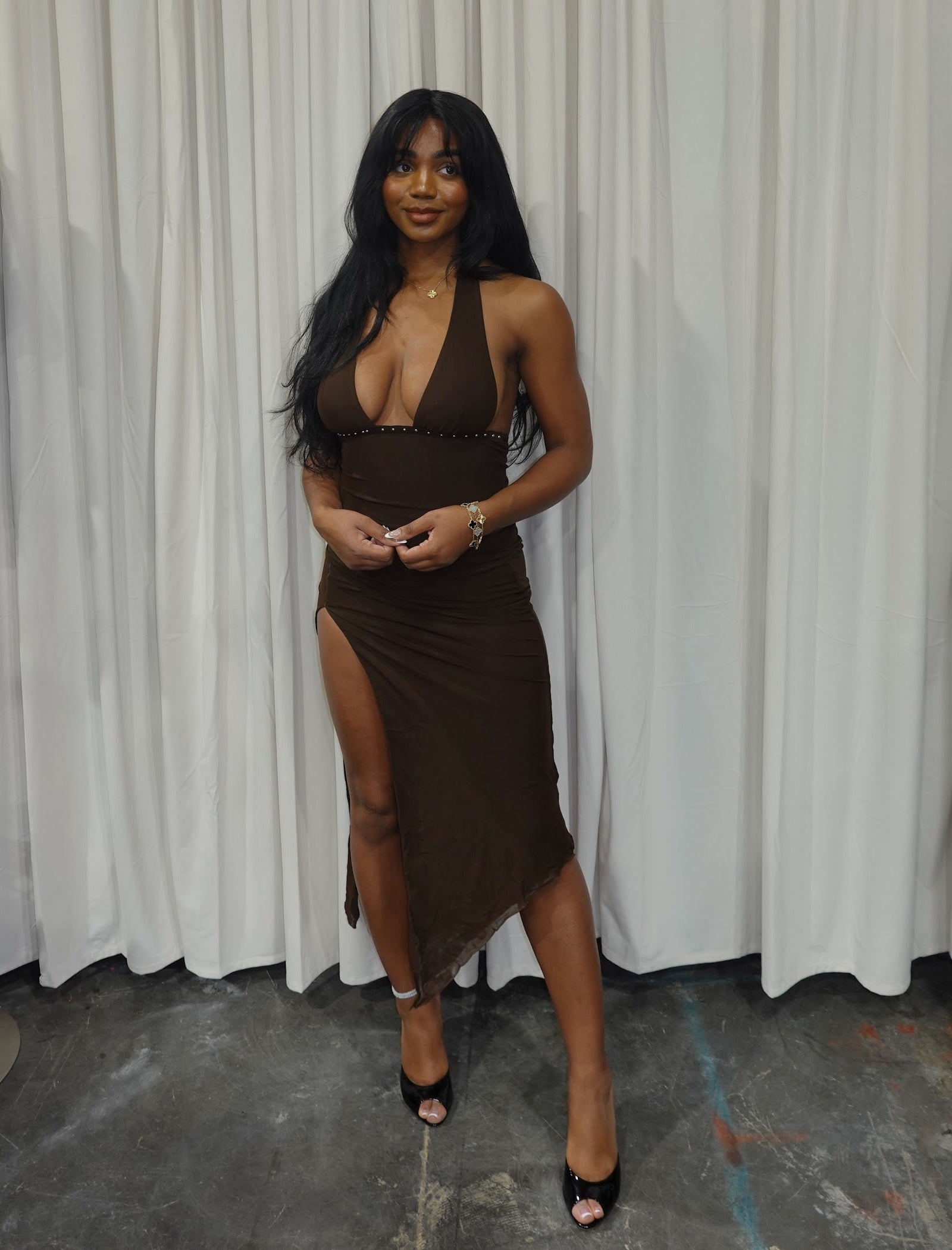 Almeda Halter Skirt Set (Brown)