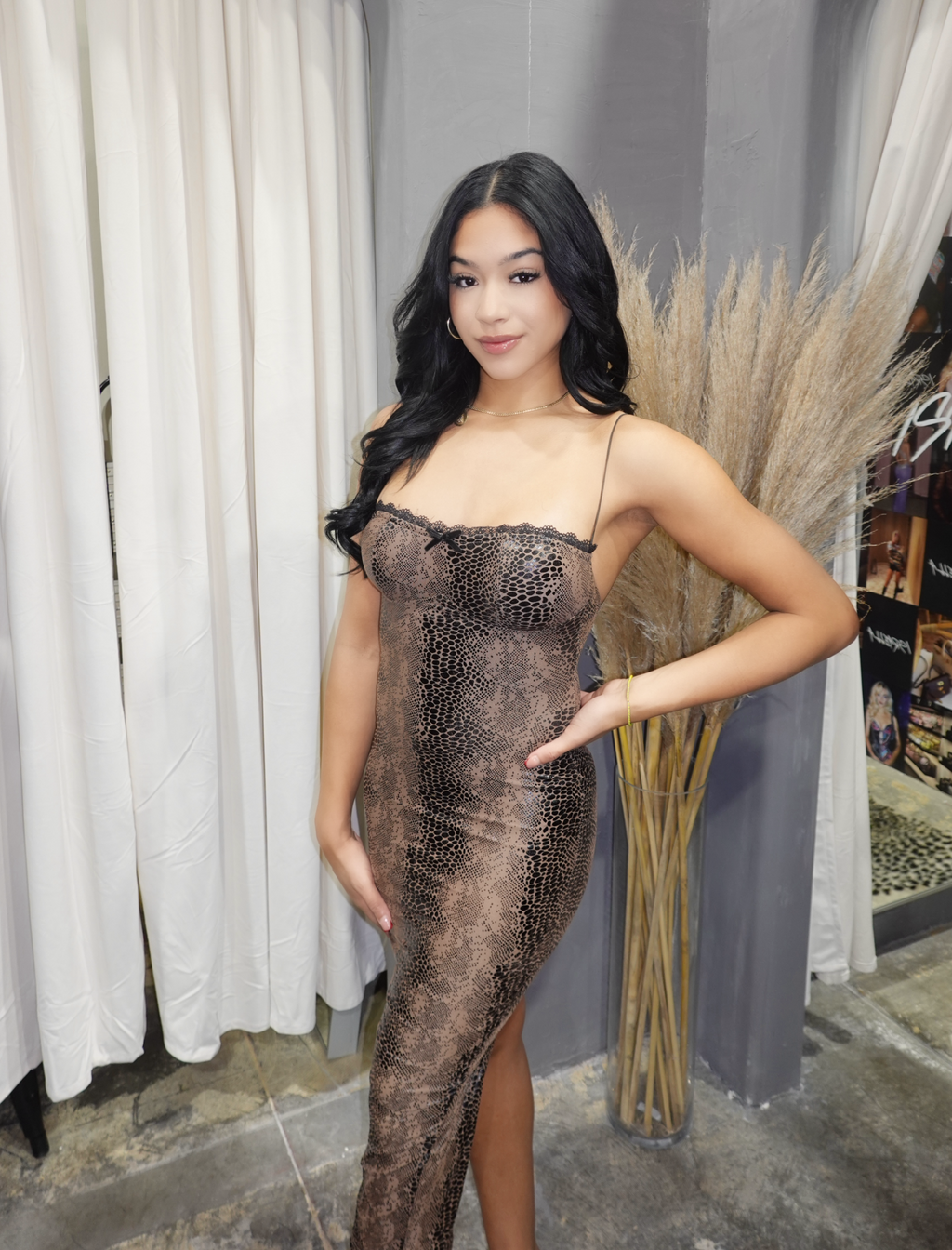 Uma Mesh Maxi Dress (Snake Multi)