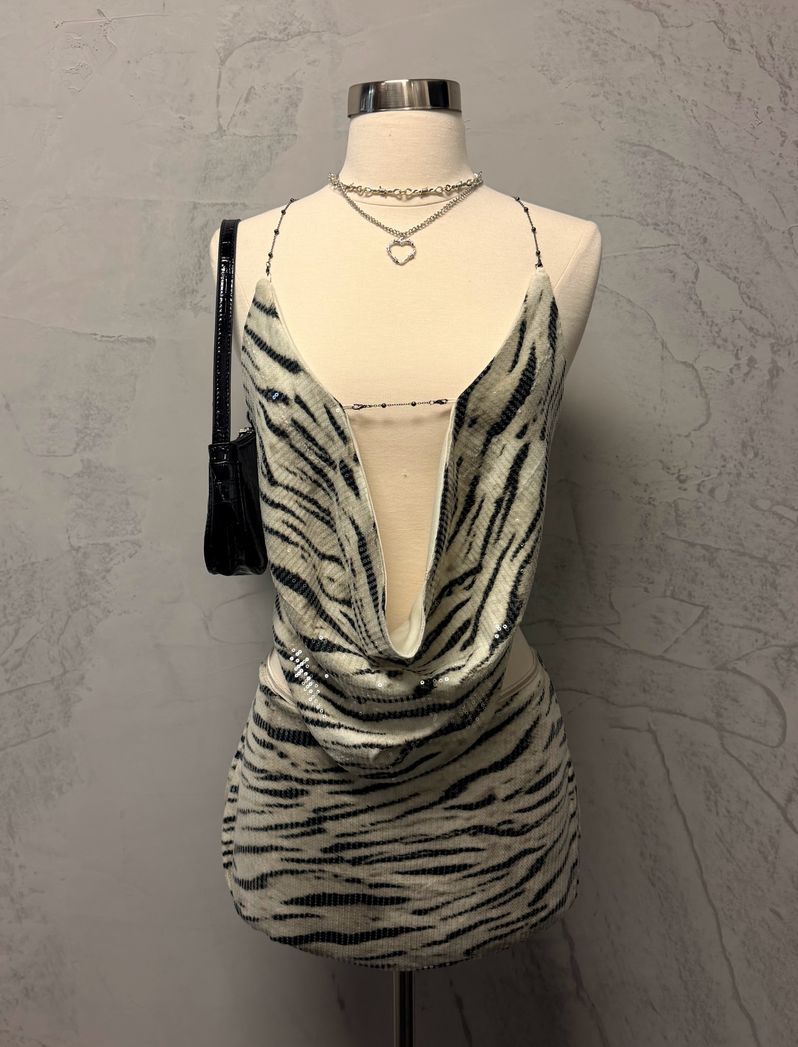 Astasia Mini Skirt Set (Grey Zebra)