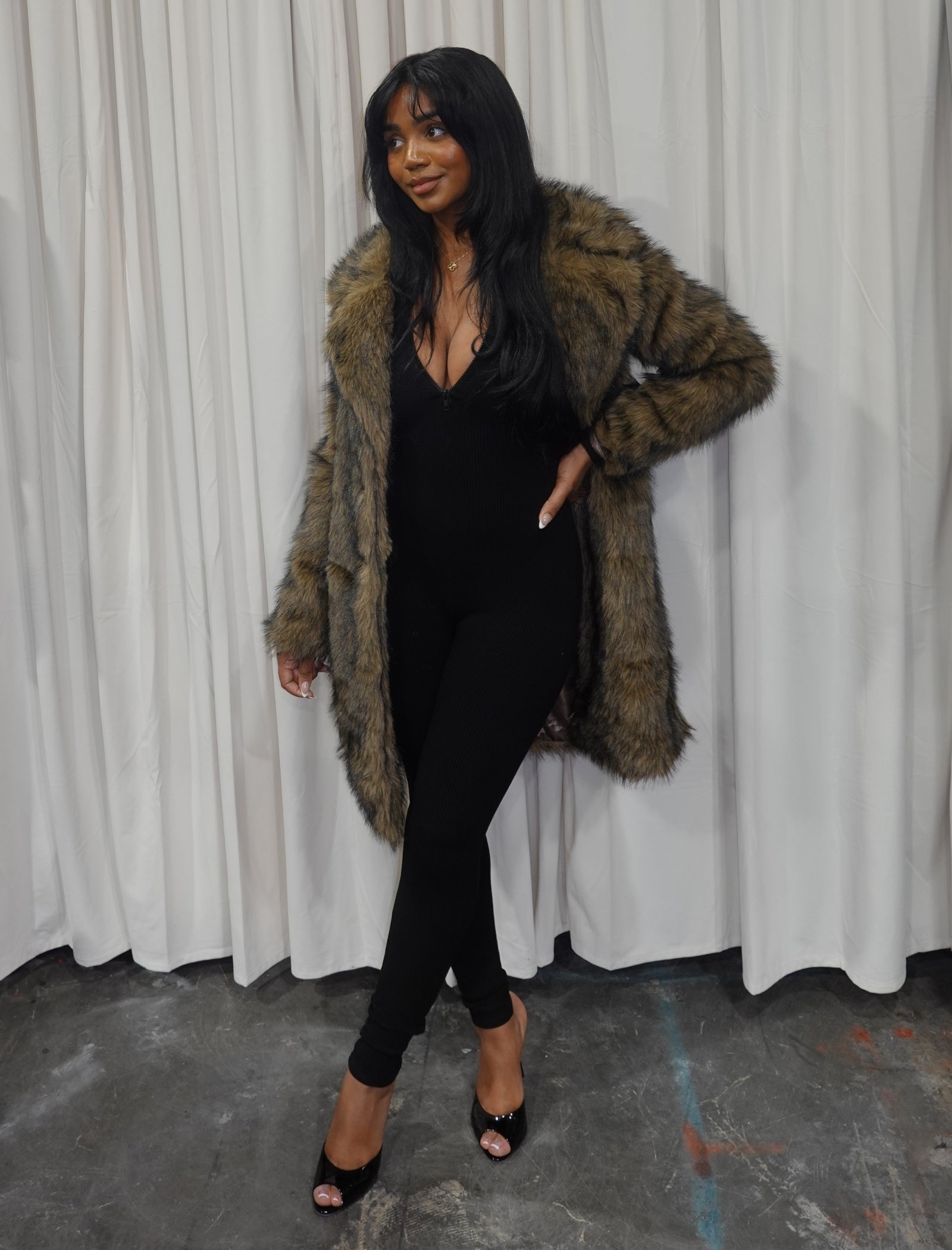 Elian Fur Jacket (Brown Multi)