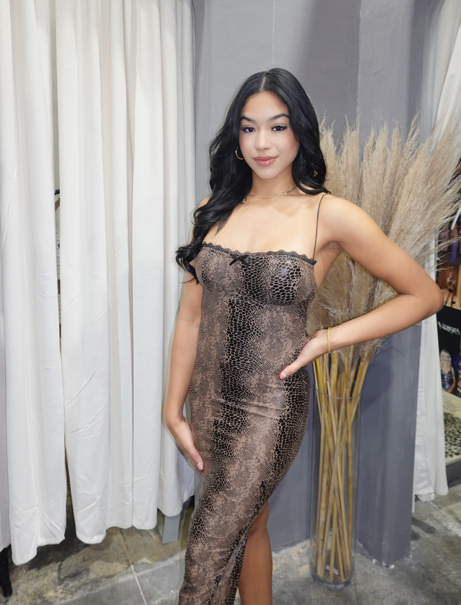 Uma Mesh Maxi Dress (Snake Multi)