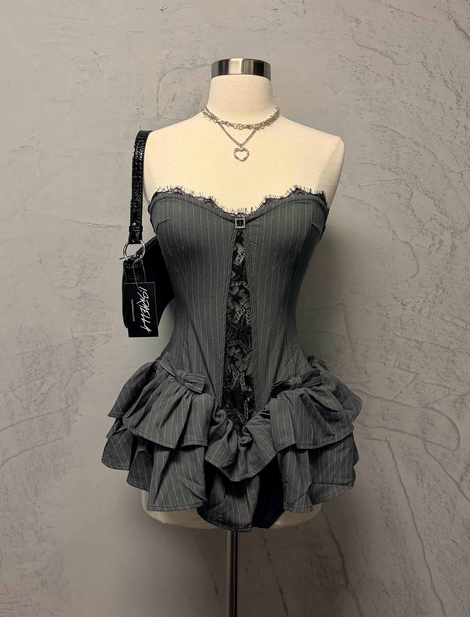 Magana Tube Mini Dress (Grey Stripe)