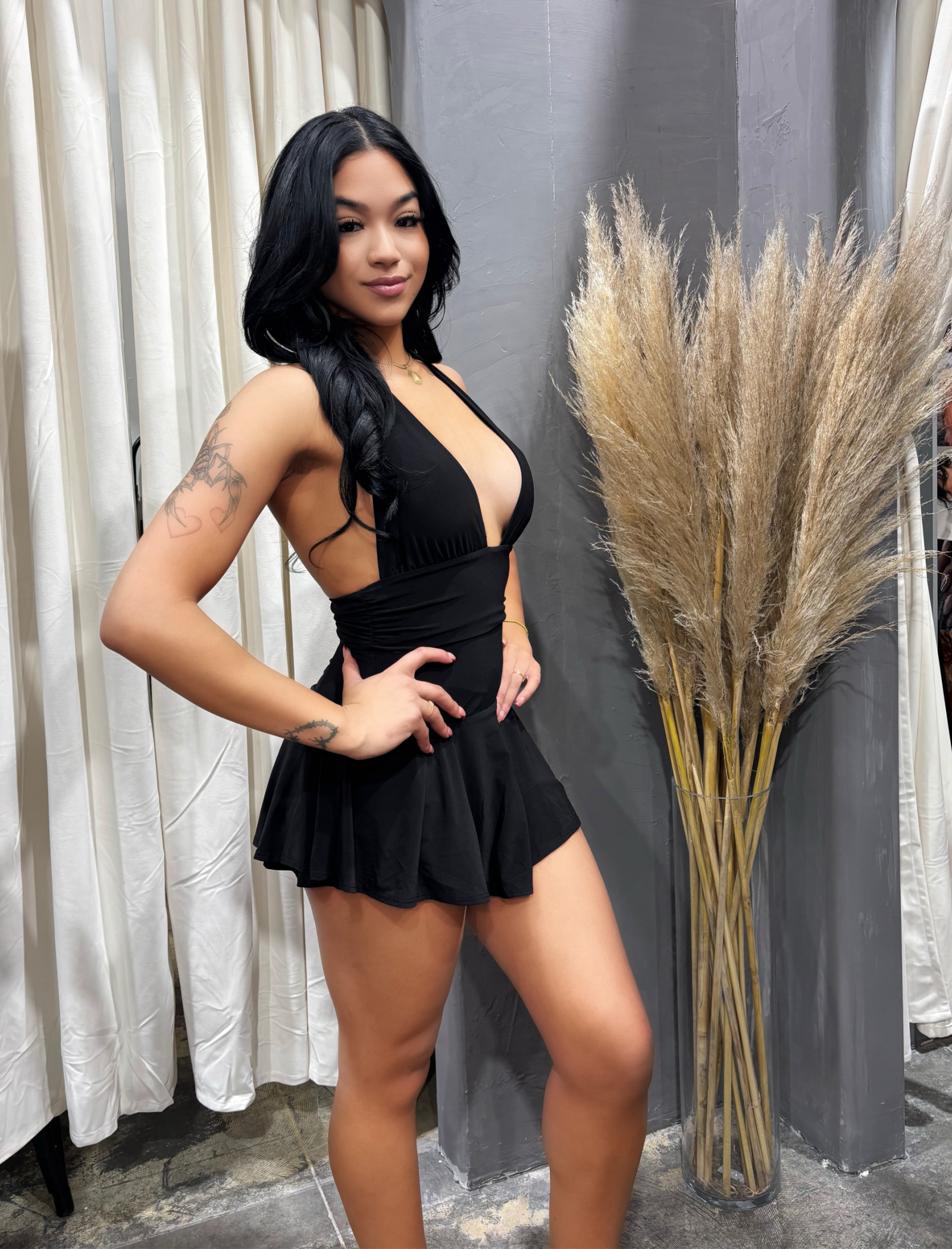 Carolina Halter Mini Dress (Black)