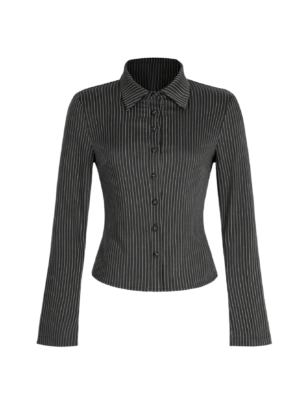 Ceilia Long Sleeve Button Up Top (Dark Grey)