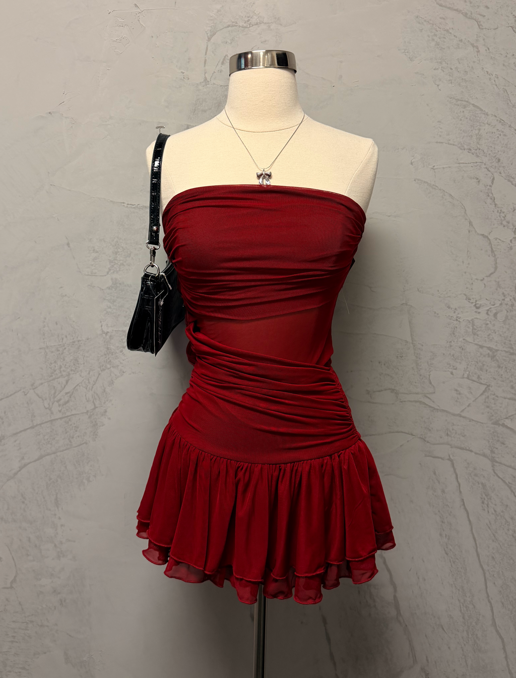 Amelia Tube Dress (Burgundy Red)