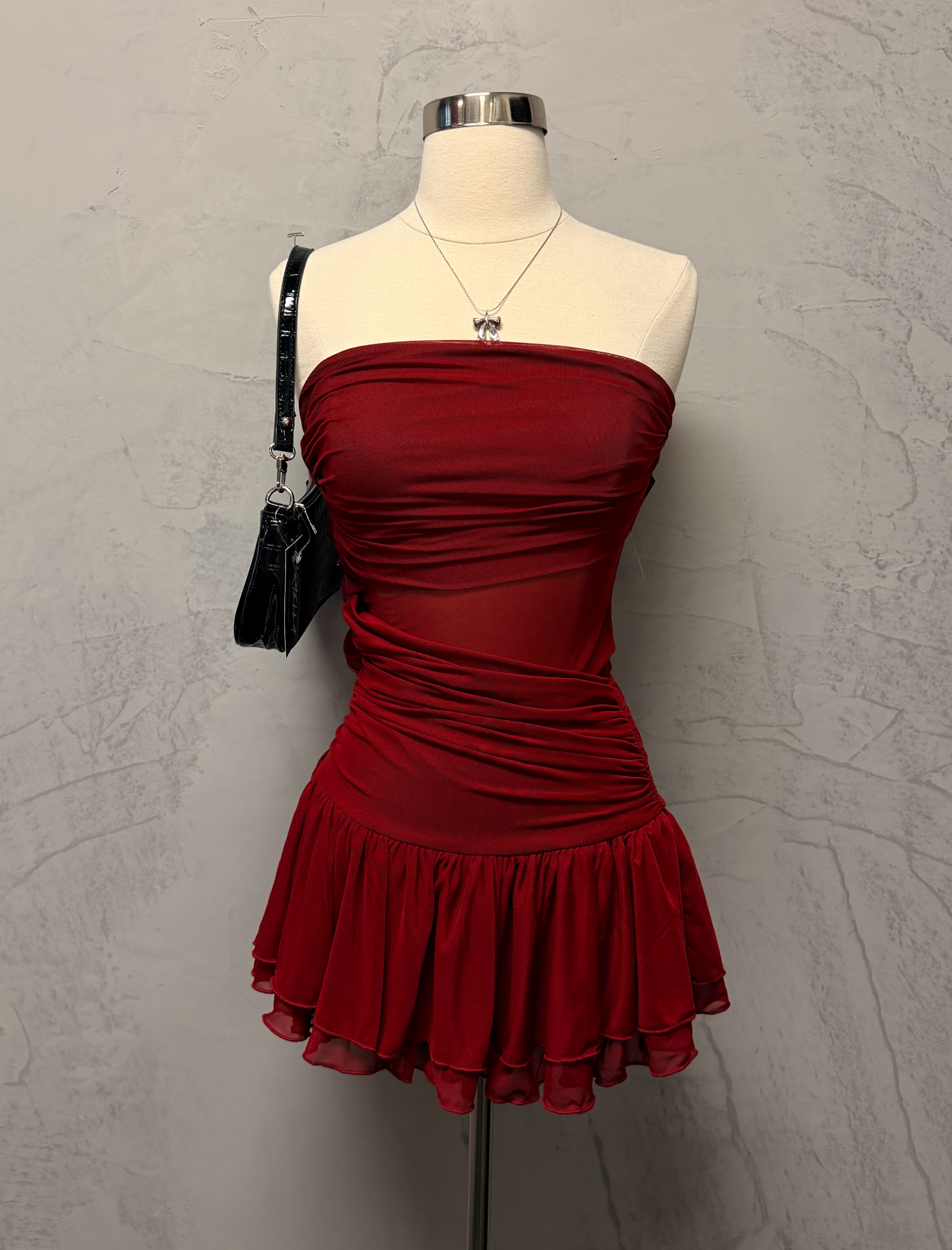 Amelia Tube Dress (Burgundy Red)