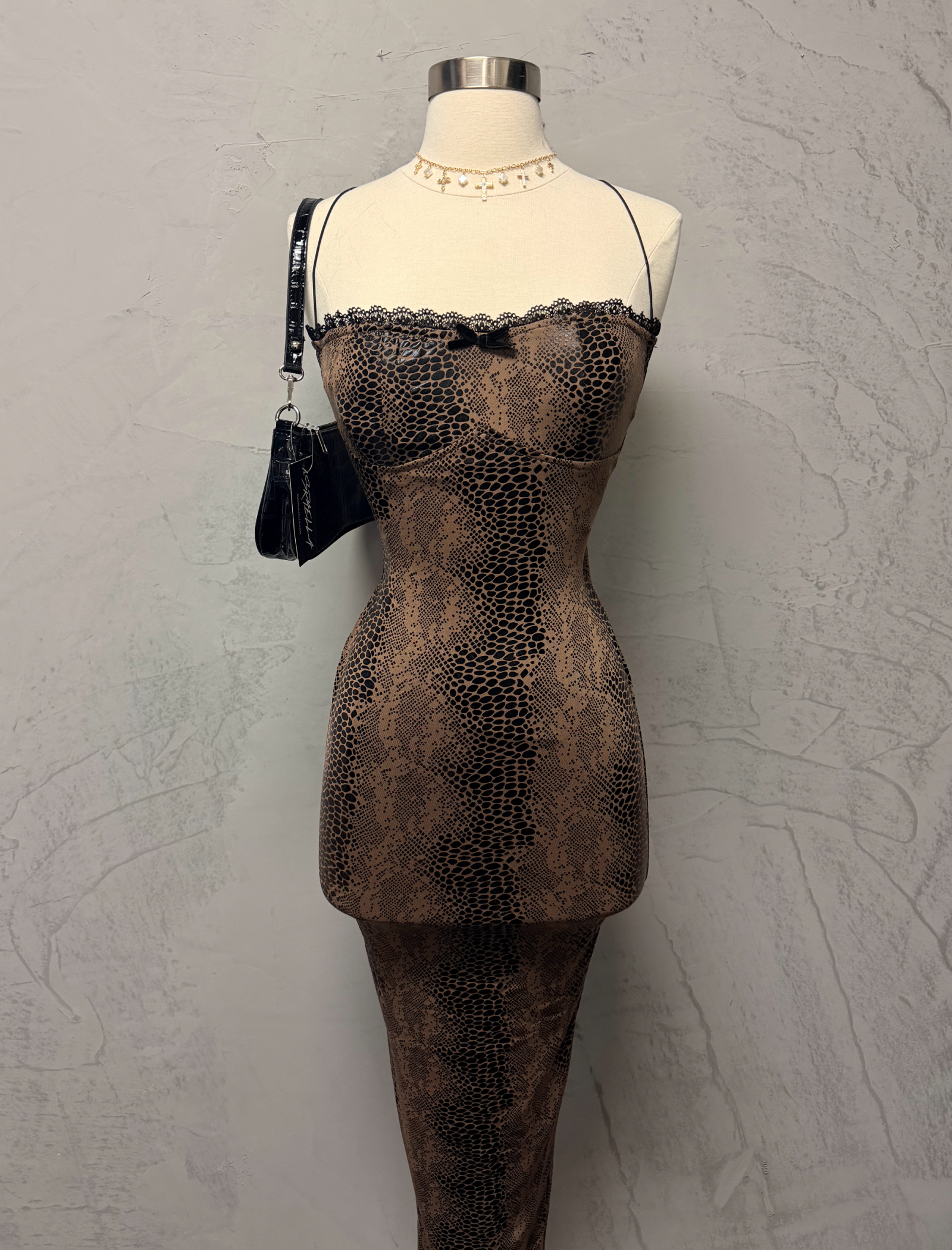 Uma Mesh Maxi Dress (Snake Multi)