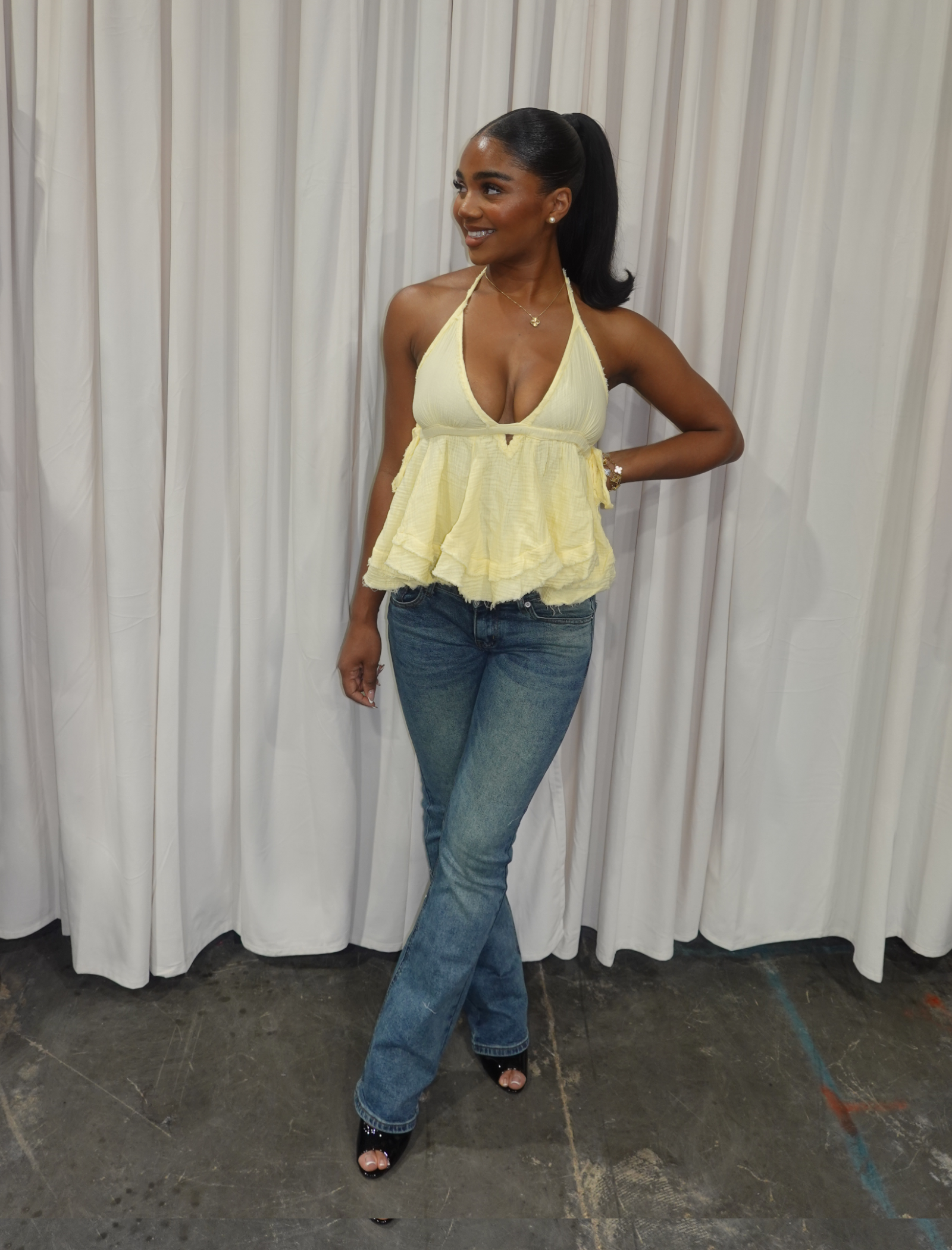 Harlow Halter Top Yellow)