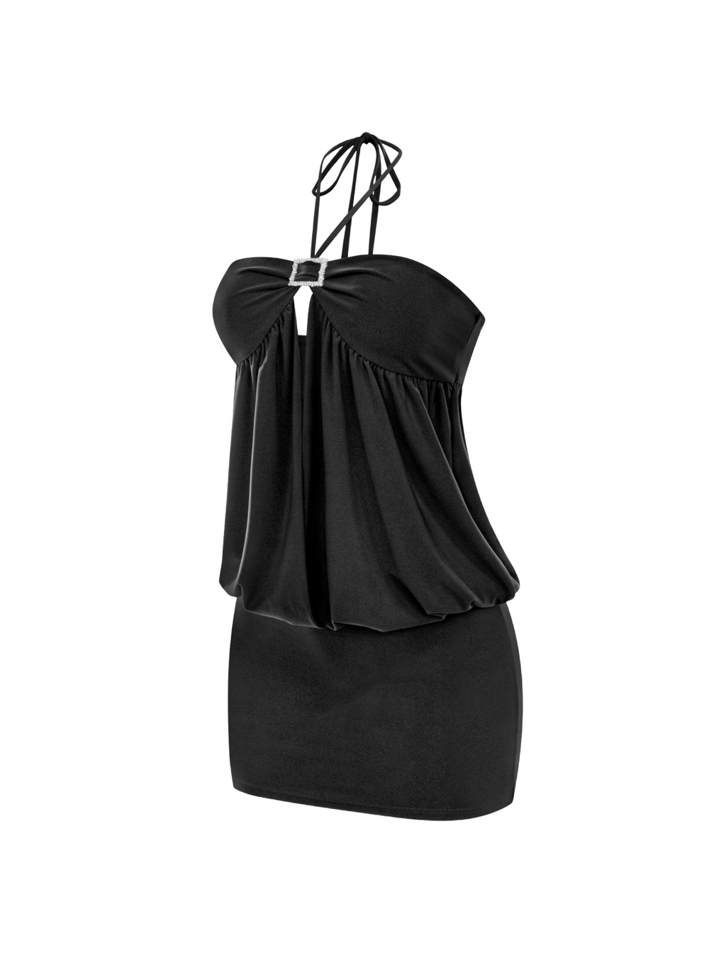 Sahara Halter Mini Dress (Black)