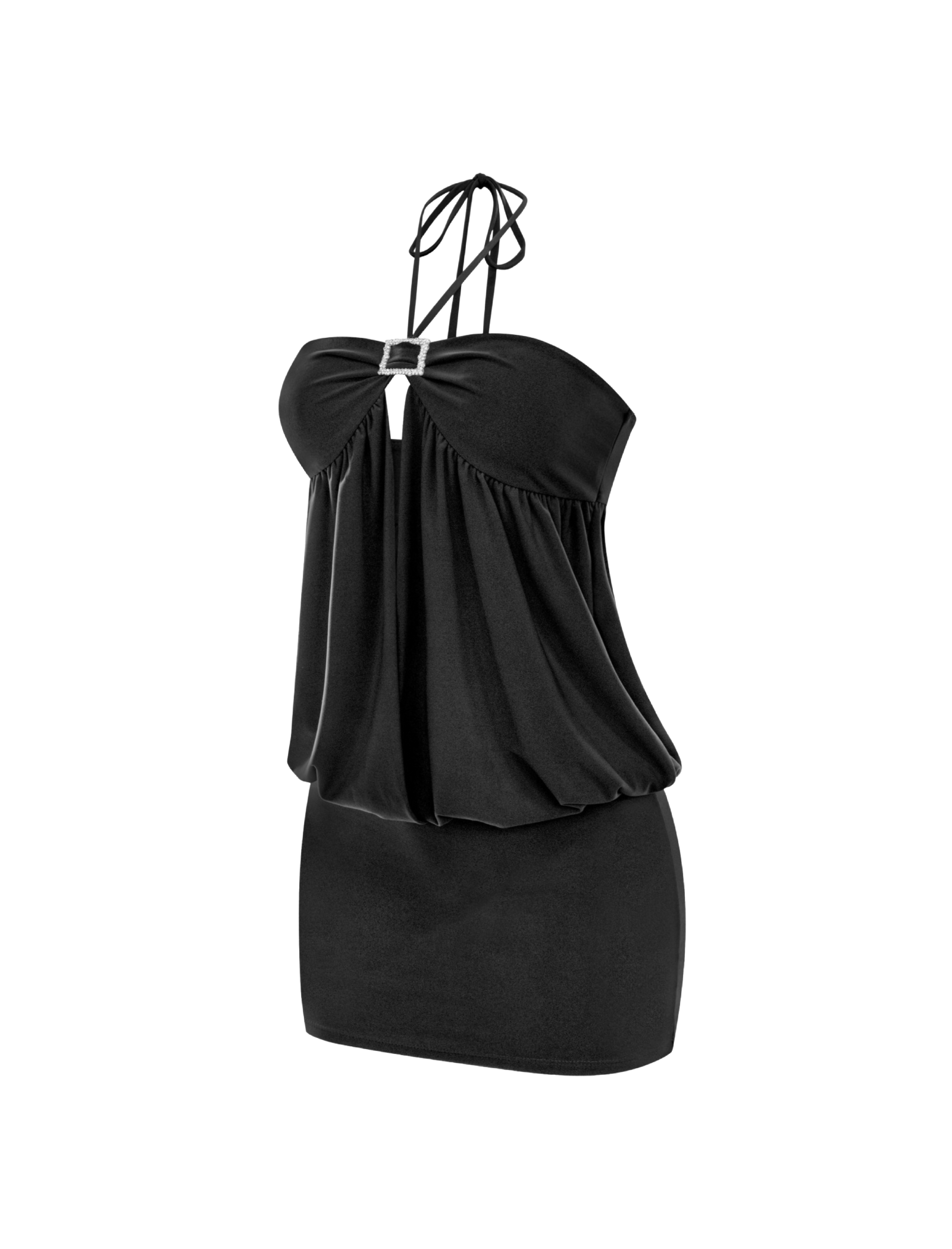 Sahara Halter Mini Dress (Black)