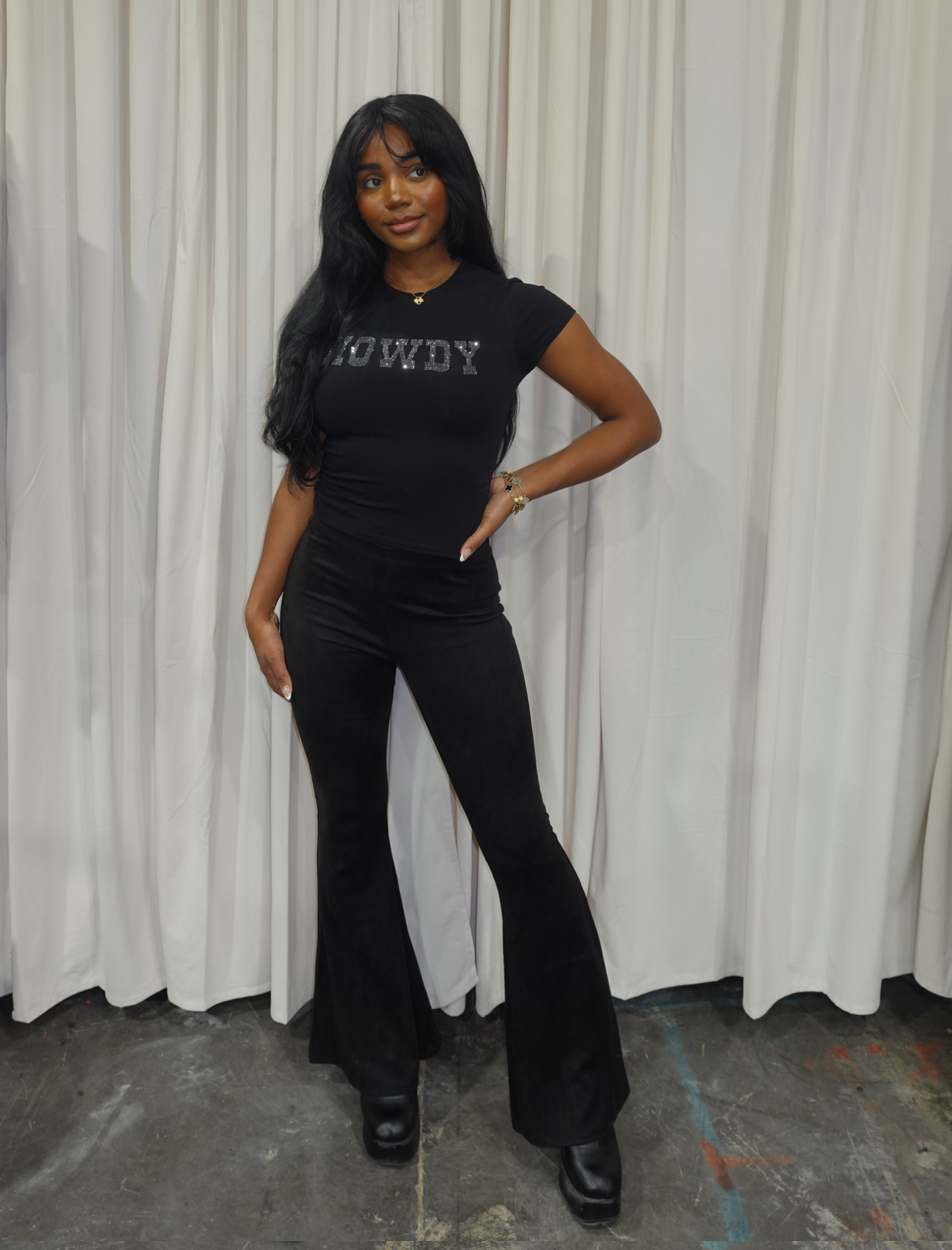 Howdy Sparkle Baby Tee (Black)