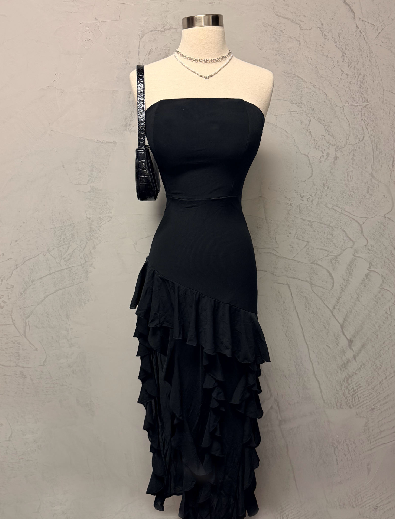 Wren Mesh Tube Maxi Dress (Black)