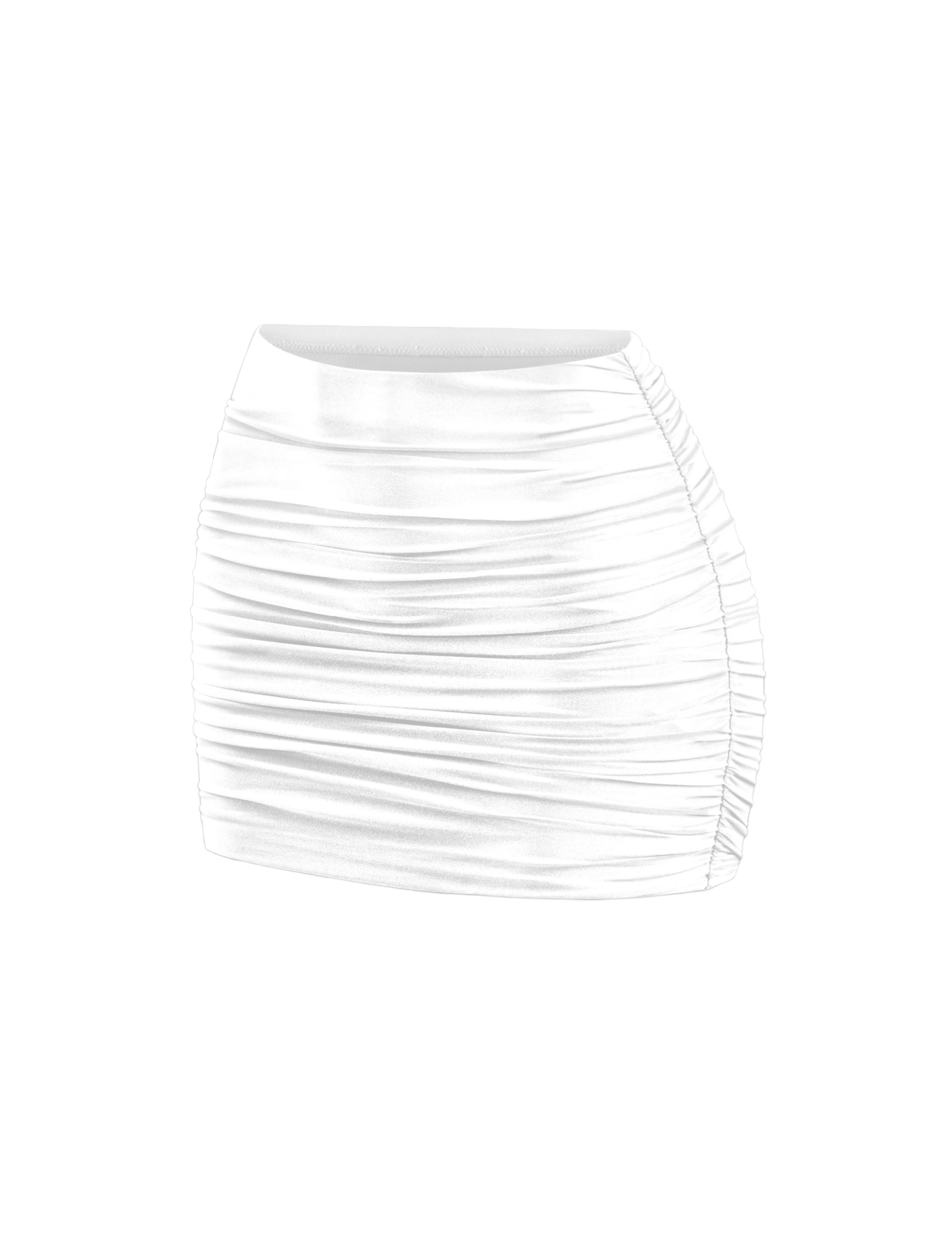 Bravo Ruched Mini Skirt (White)