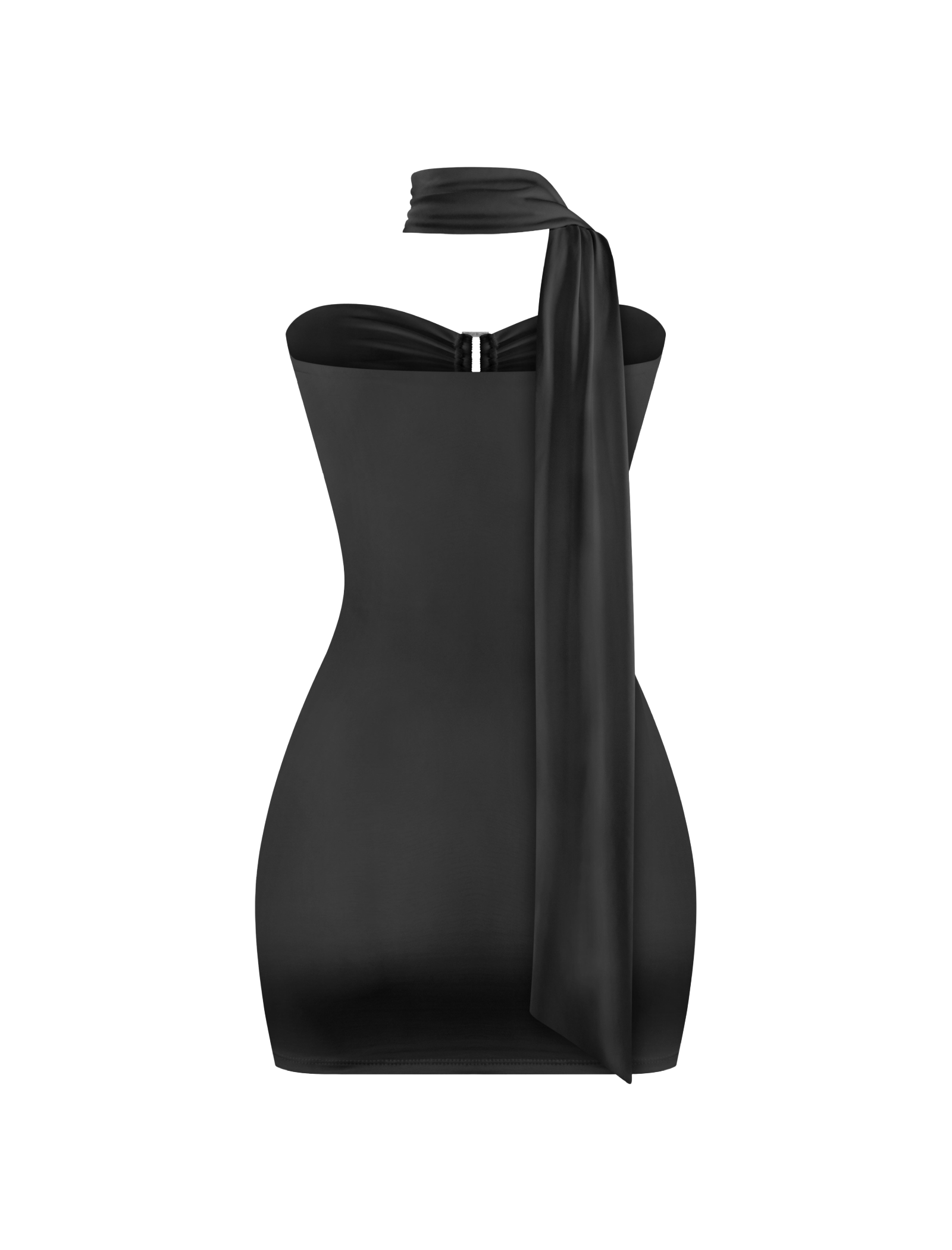 Leon Neck Tie Mini Dress (Black)