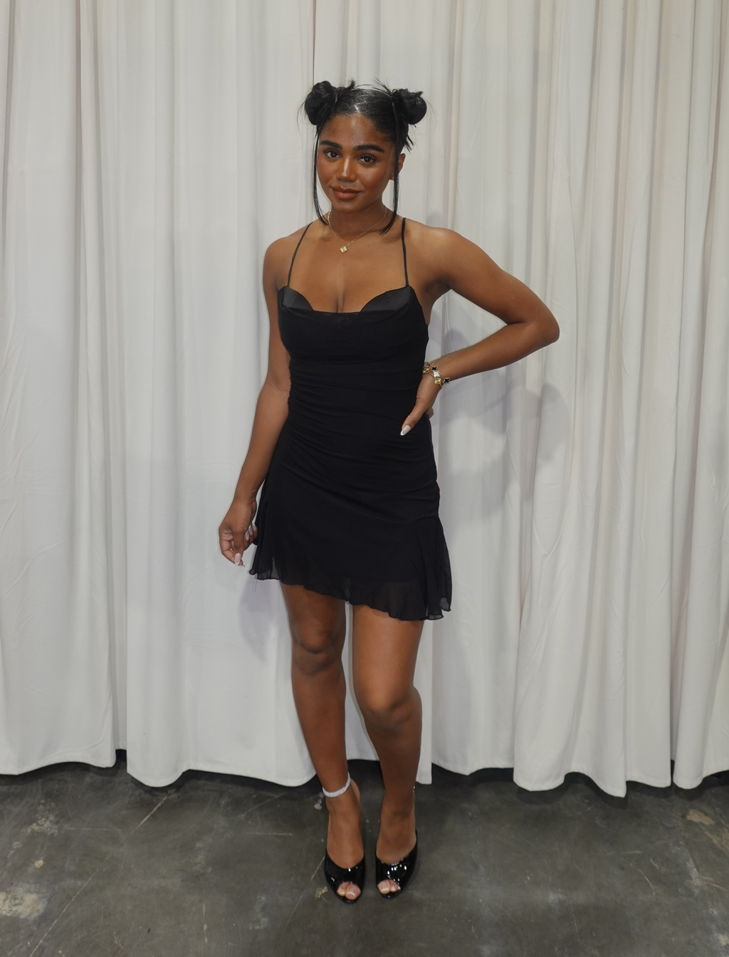 Primavera Mesh Mini Dress (Black)