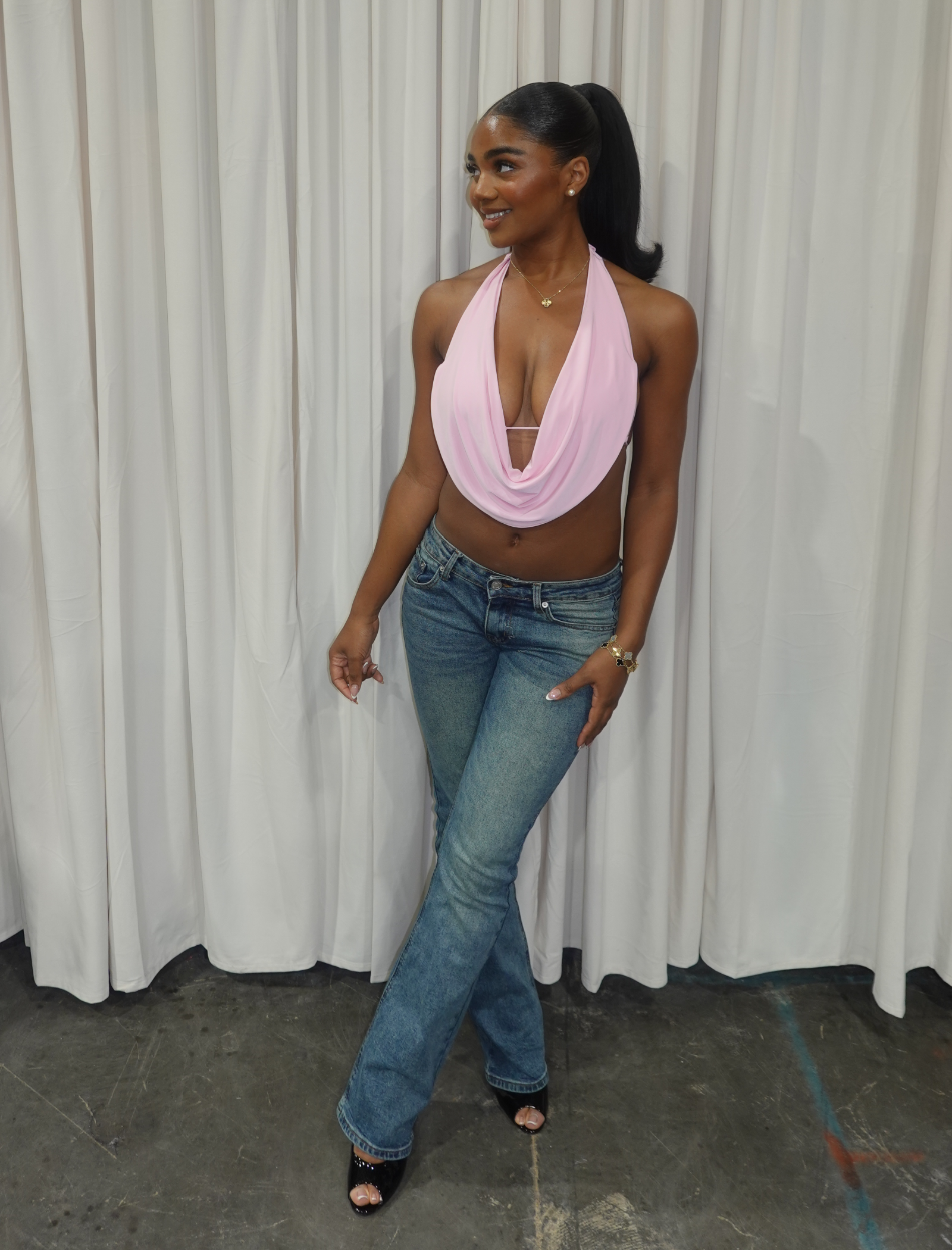 Angelica Halter Top (Light Pink)