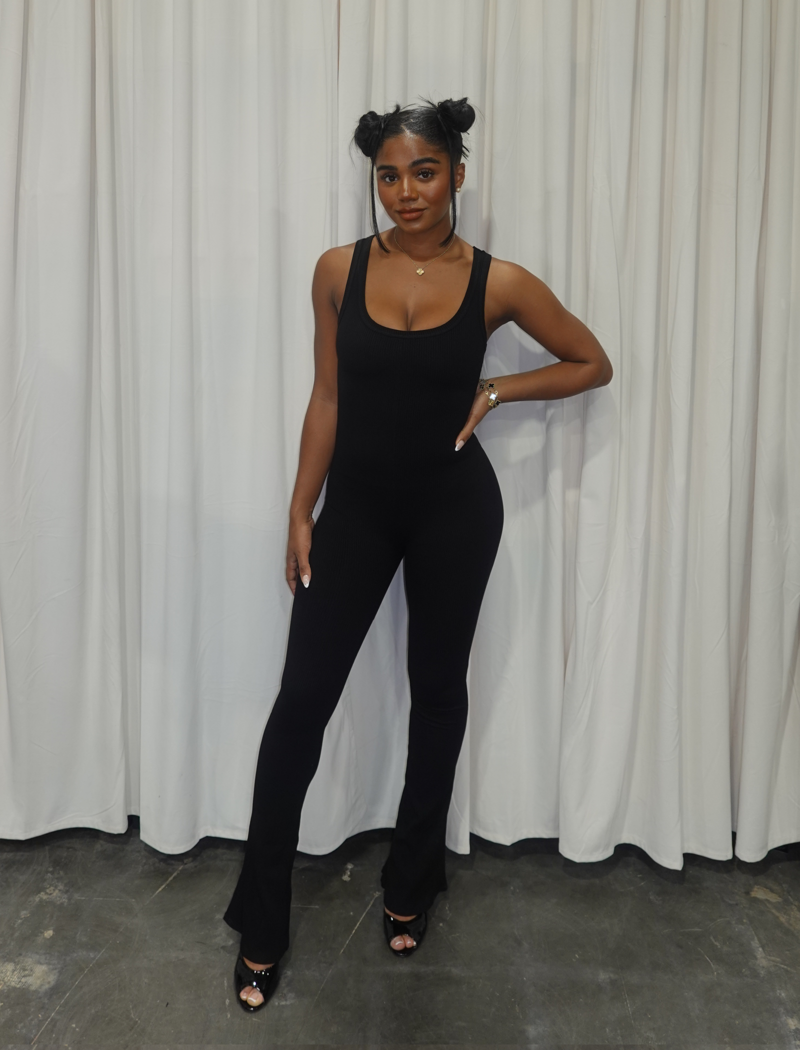 Lari Ribbed Jumpsuit (Black)