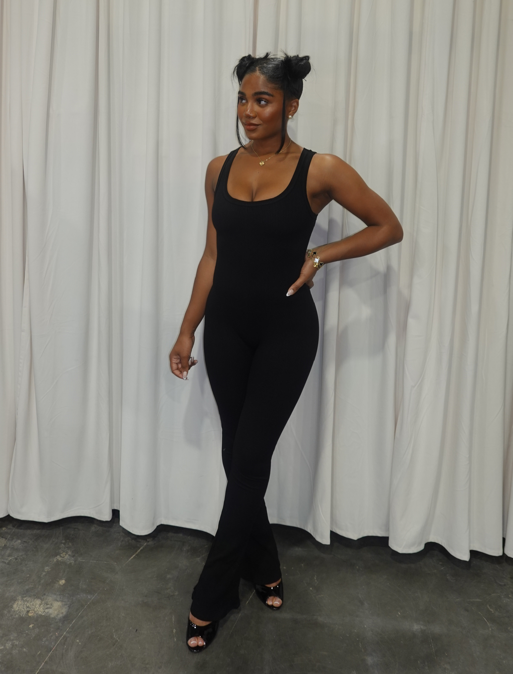 Lari Ribbed Jumpsuit (Black)