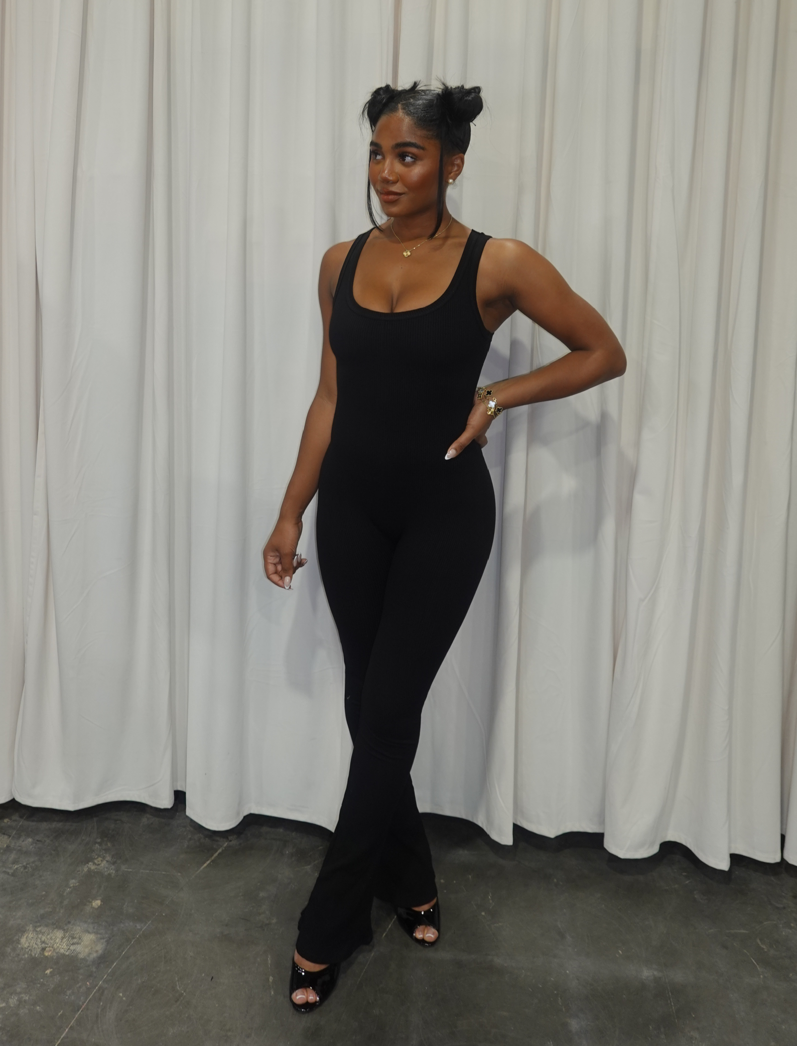 Lari Ribbed Jumpsuit (Black)
