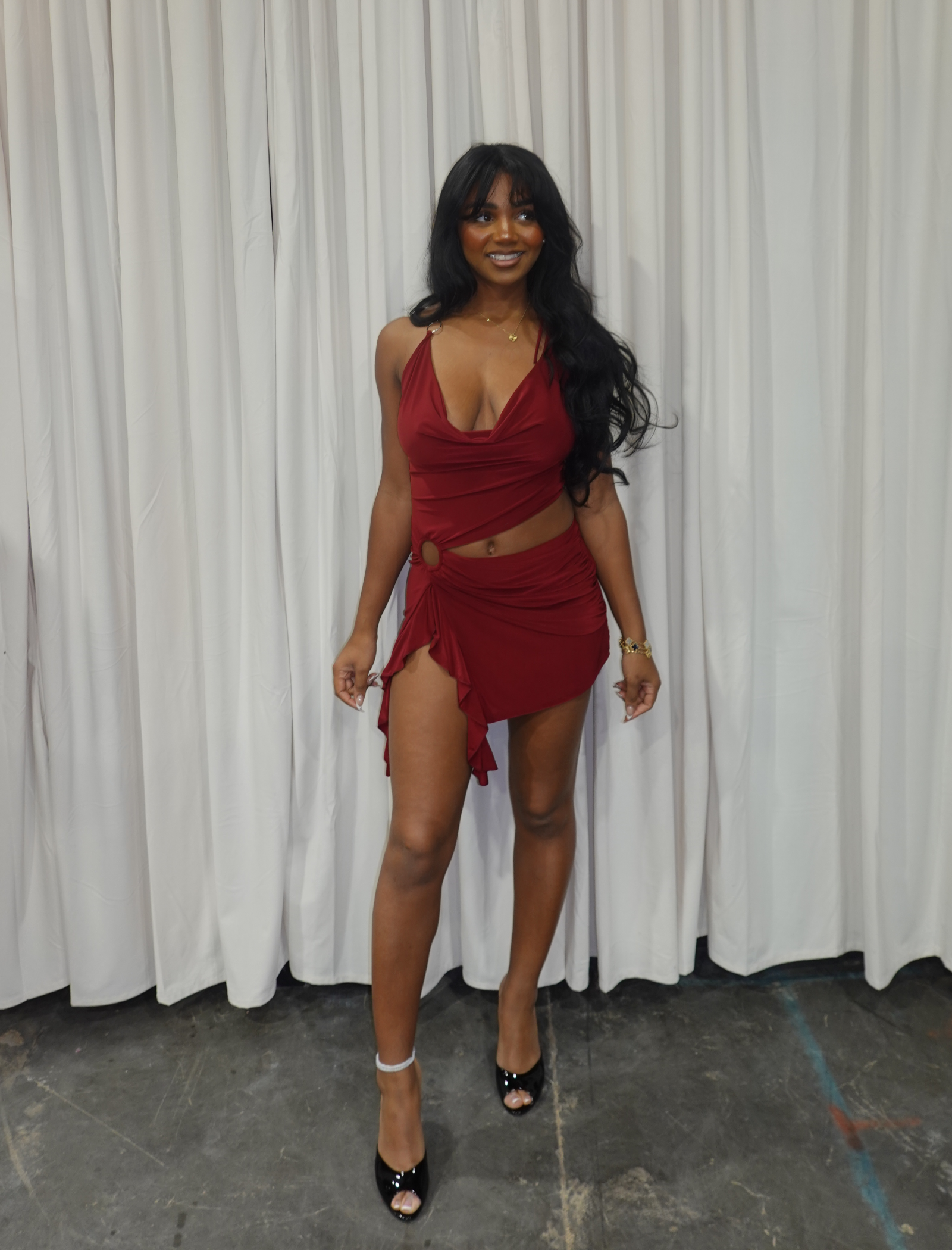 Euphoria Mini Dress (Burgundy Red)
