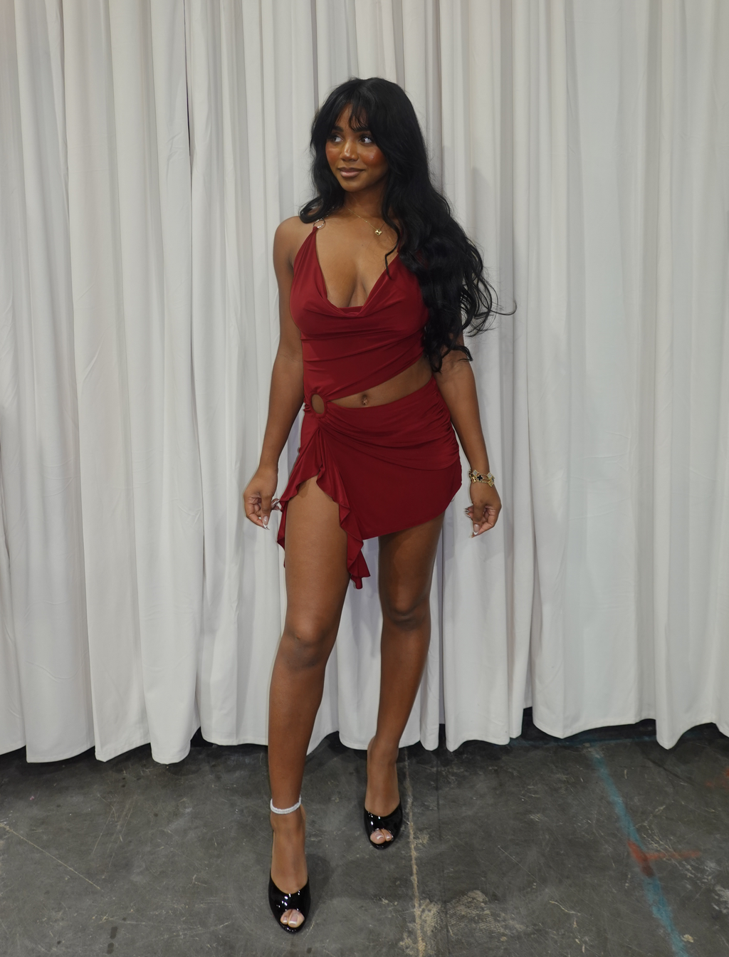 Euphoria Mini Dress (Burgundy Red)
