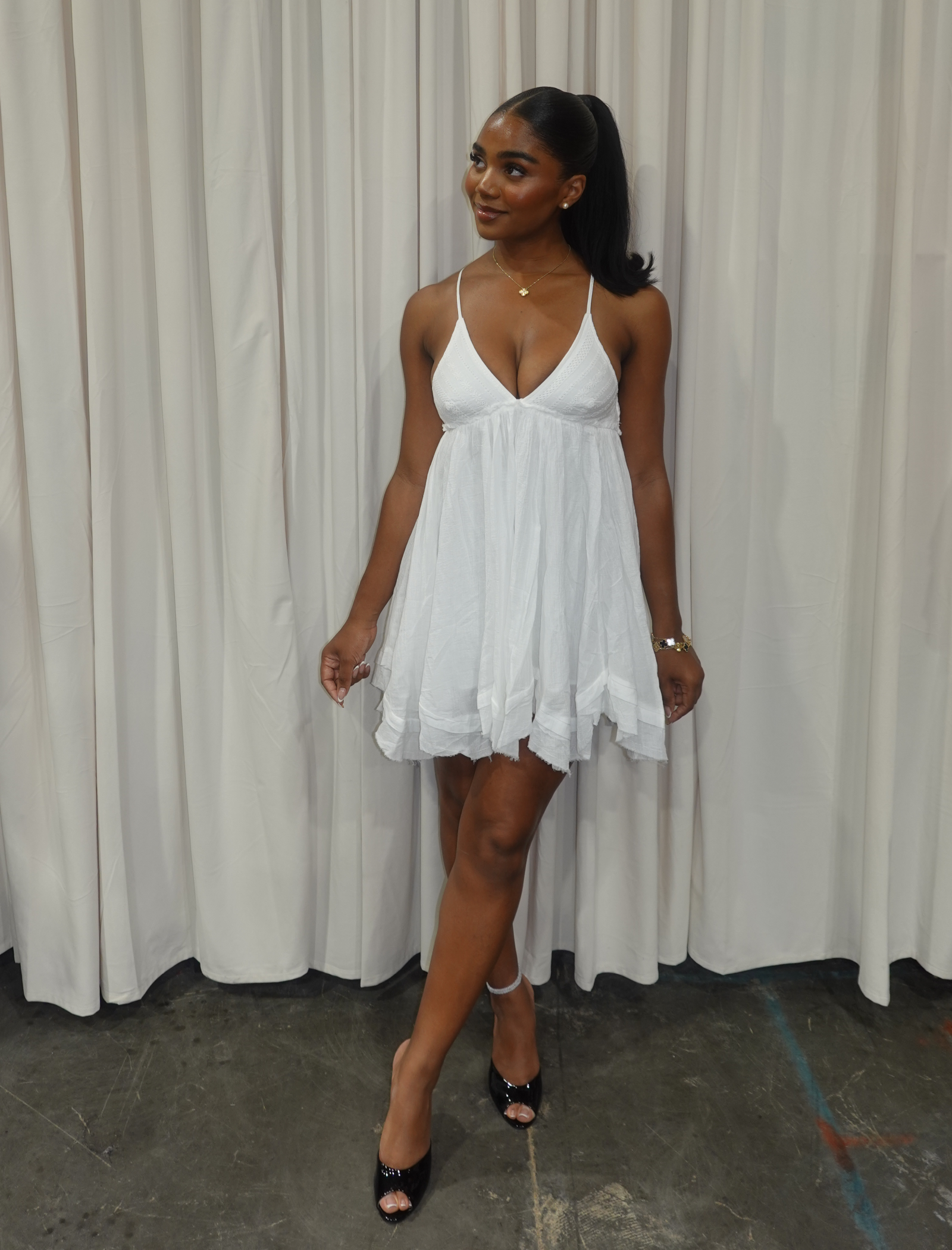 Lumi Halter Mini Dress (White)