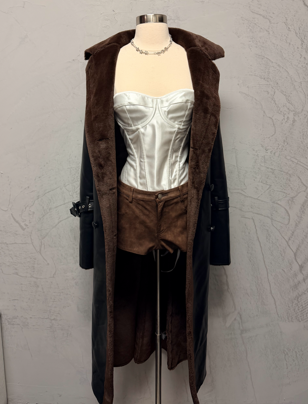 Delana Trench Coat (Black/Brown)