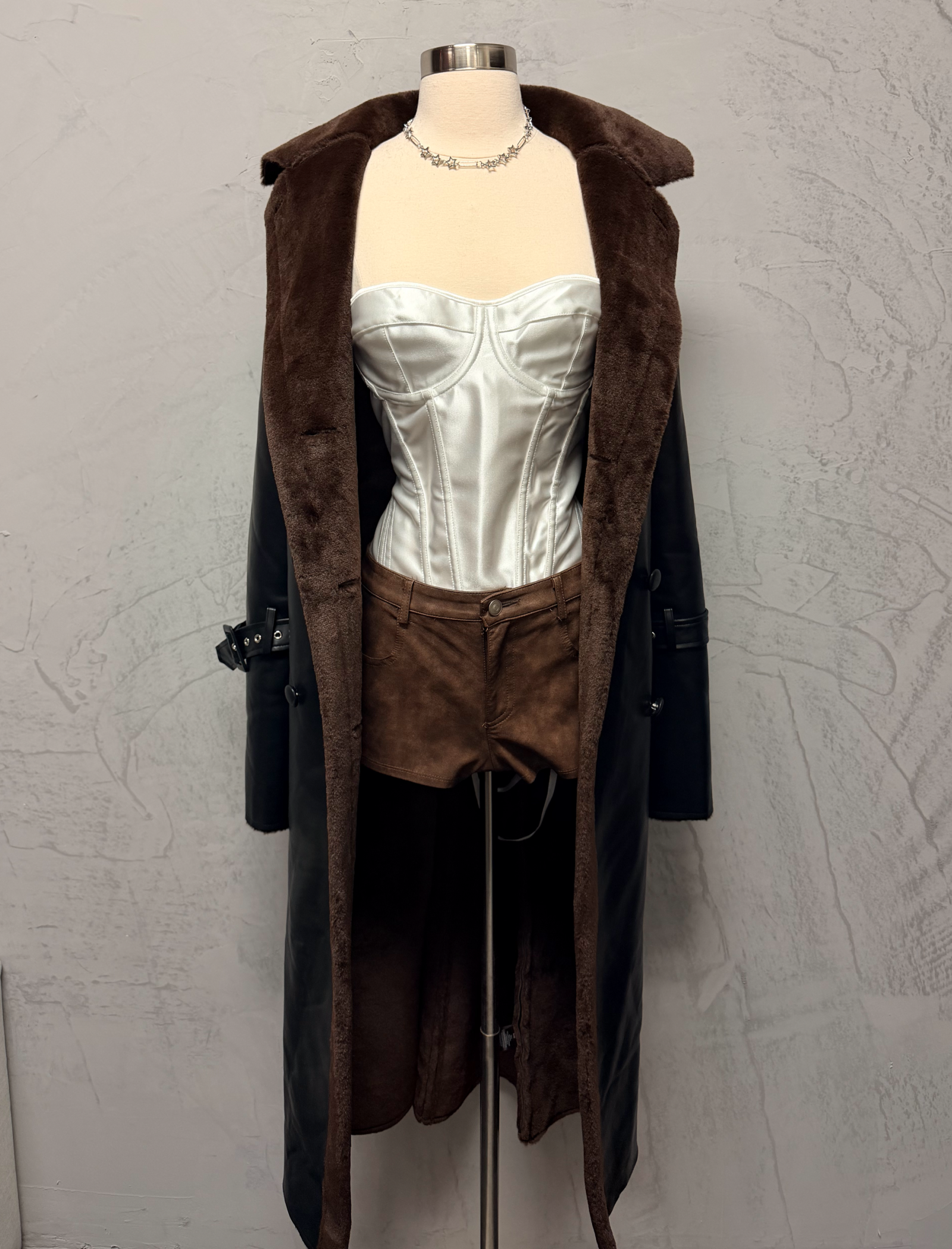 Delana Trench Coat (Black/Brown)