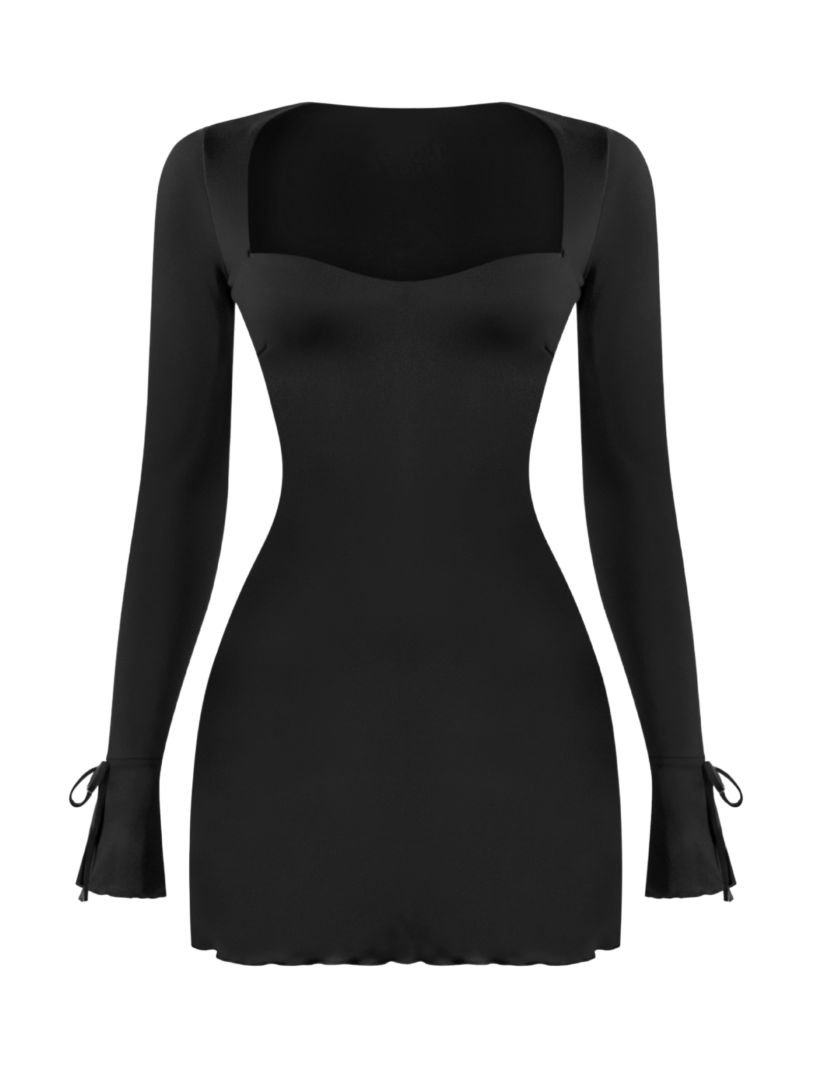 Mana Long Sleeve Mini Dress (Black)
