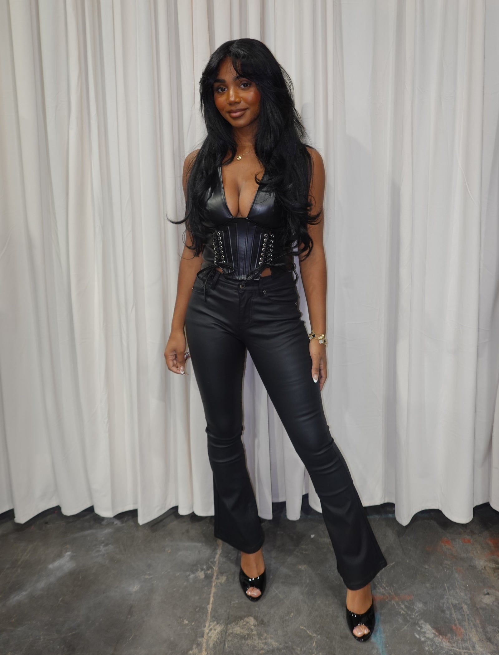 Vague Leather Halter Top (Black)