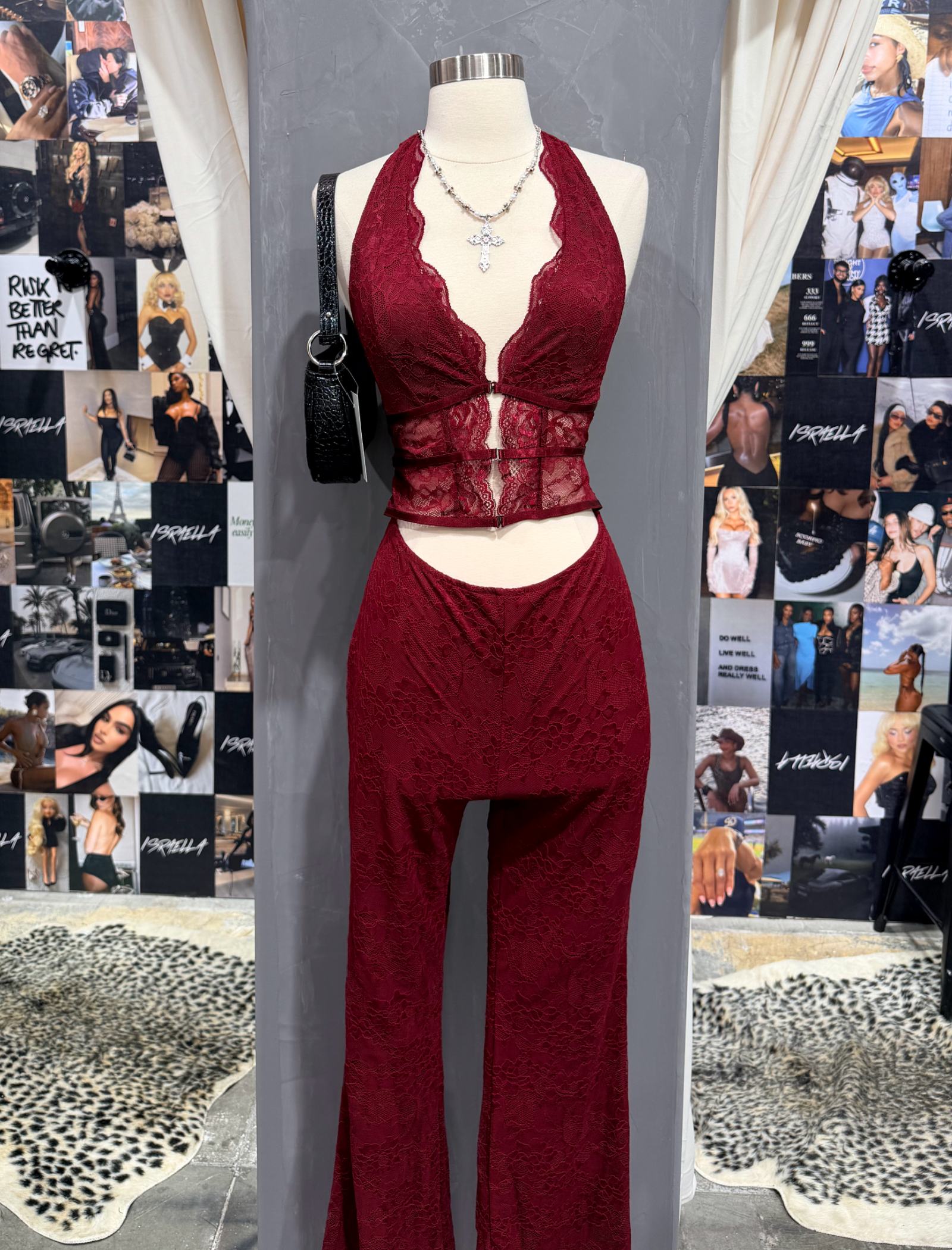 Mylah Lace Jumpsuit (Burgundy Red)