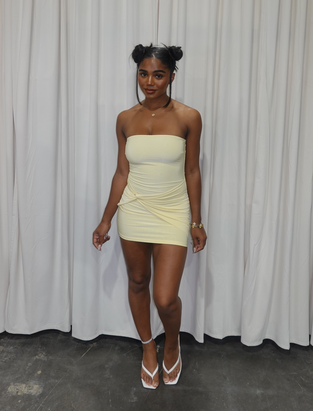 Dominican Tube Mini Dress
 (Light Yellow)