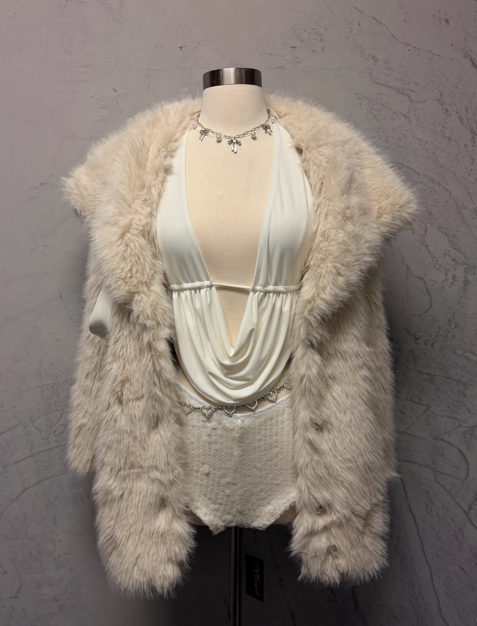 Daya Fur Trench Coat (Ivory)