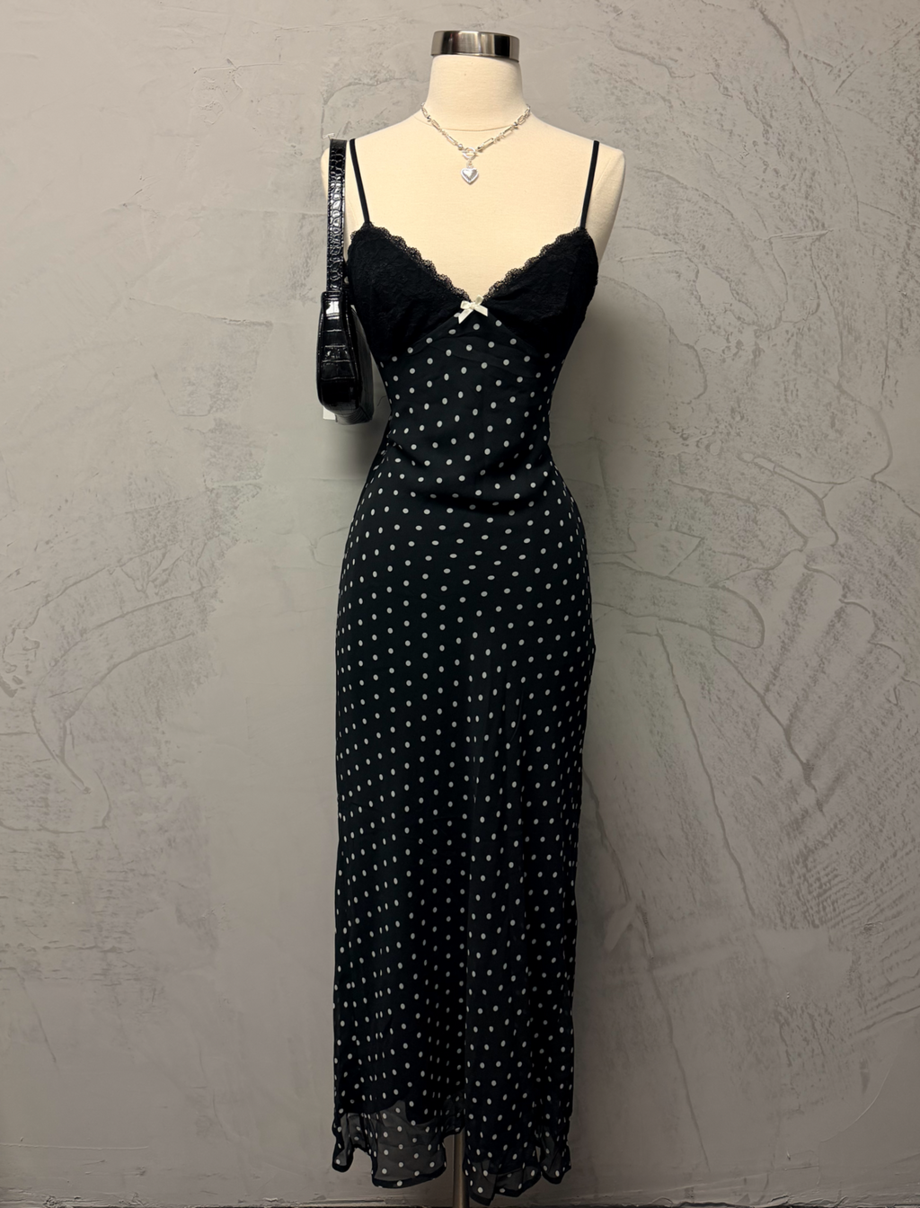 Crystal Mesh Maxi Dress (Black/White)