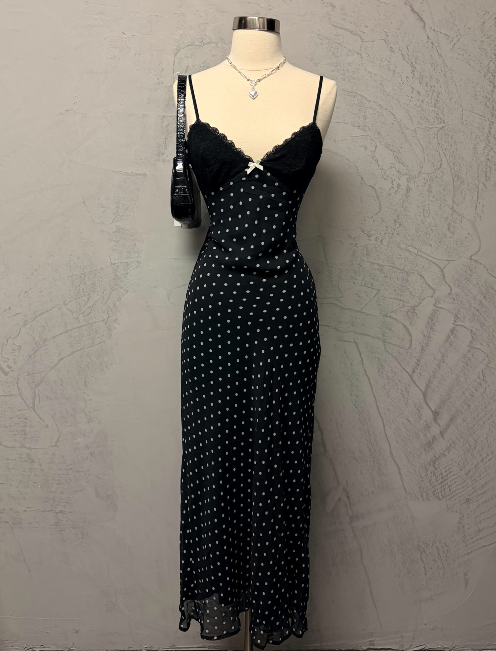 Crystal Mesh Maxi Dress (Black/White)