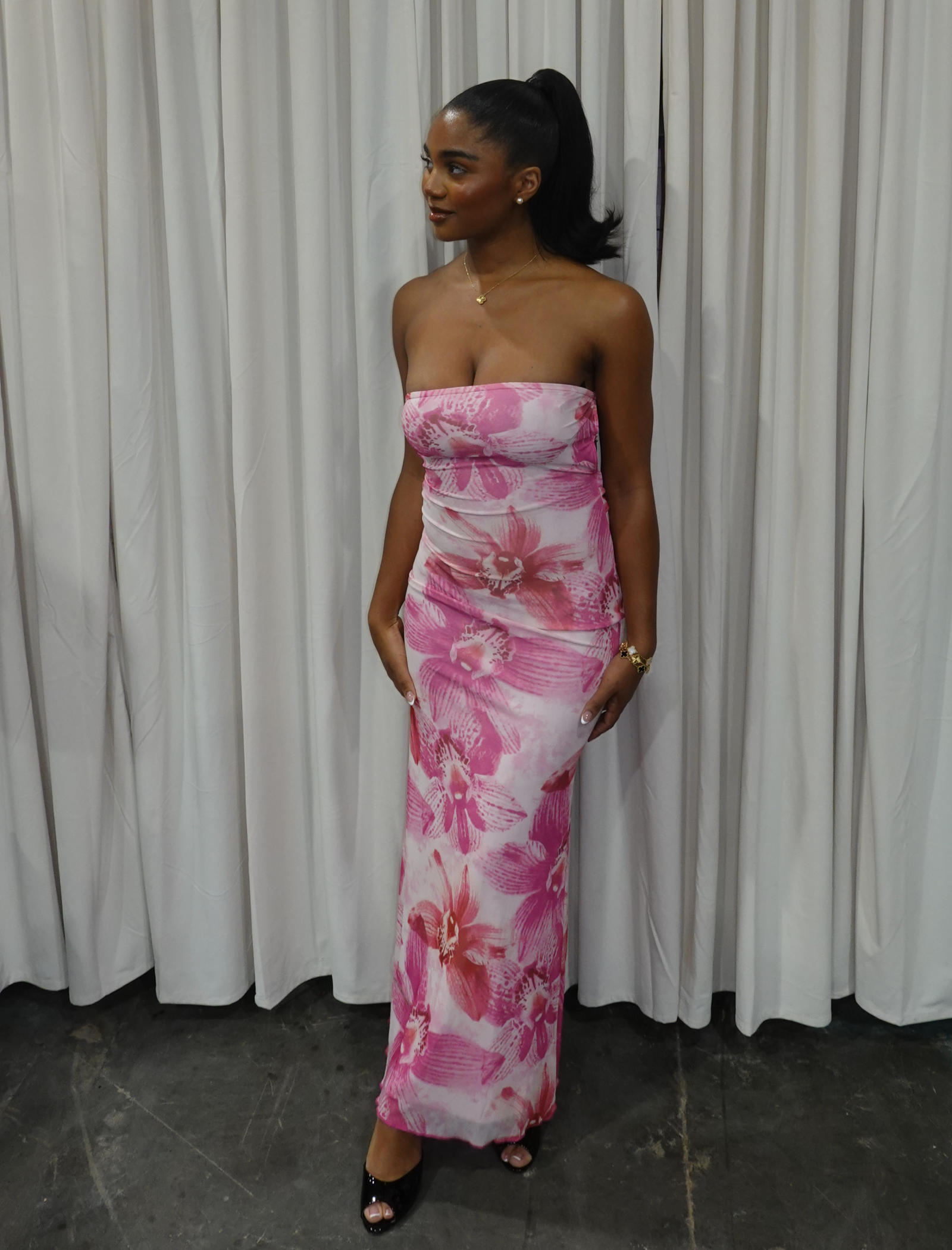 Waverly Tube Mesh Maxi Dress (Pink)